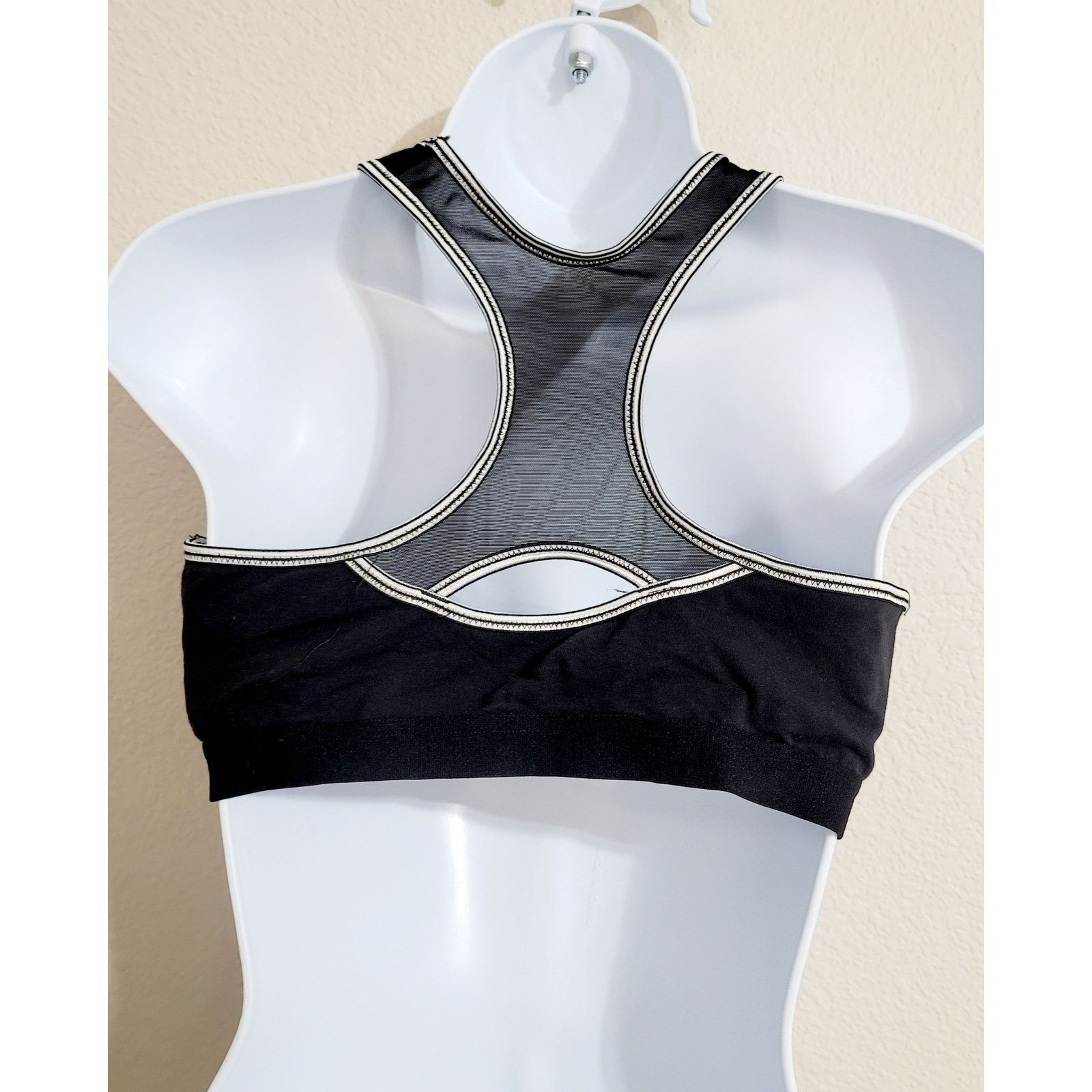 Other Black With White Trim Nursing Bra Medium Mesh Racerback Size ONE SIZE - 4 Thumbnail