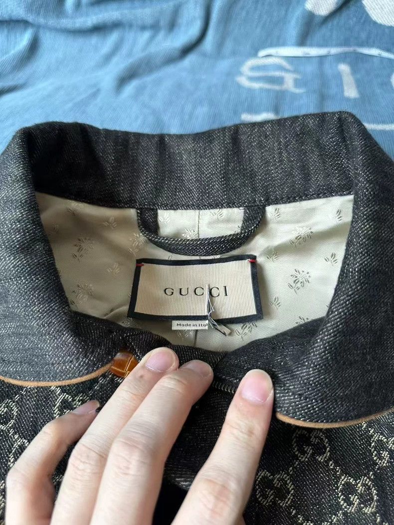Gucci Gucci Black ebony button full-print denim jacket 2501-Nexta Size US S / EU 44-46 / 1 - 3 Thumbnail