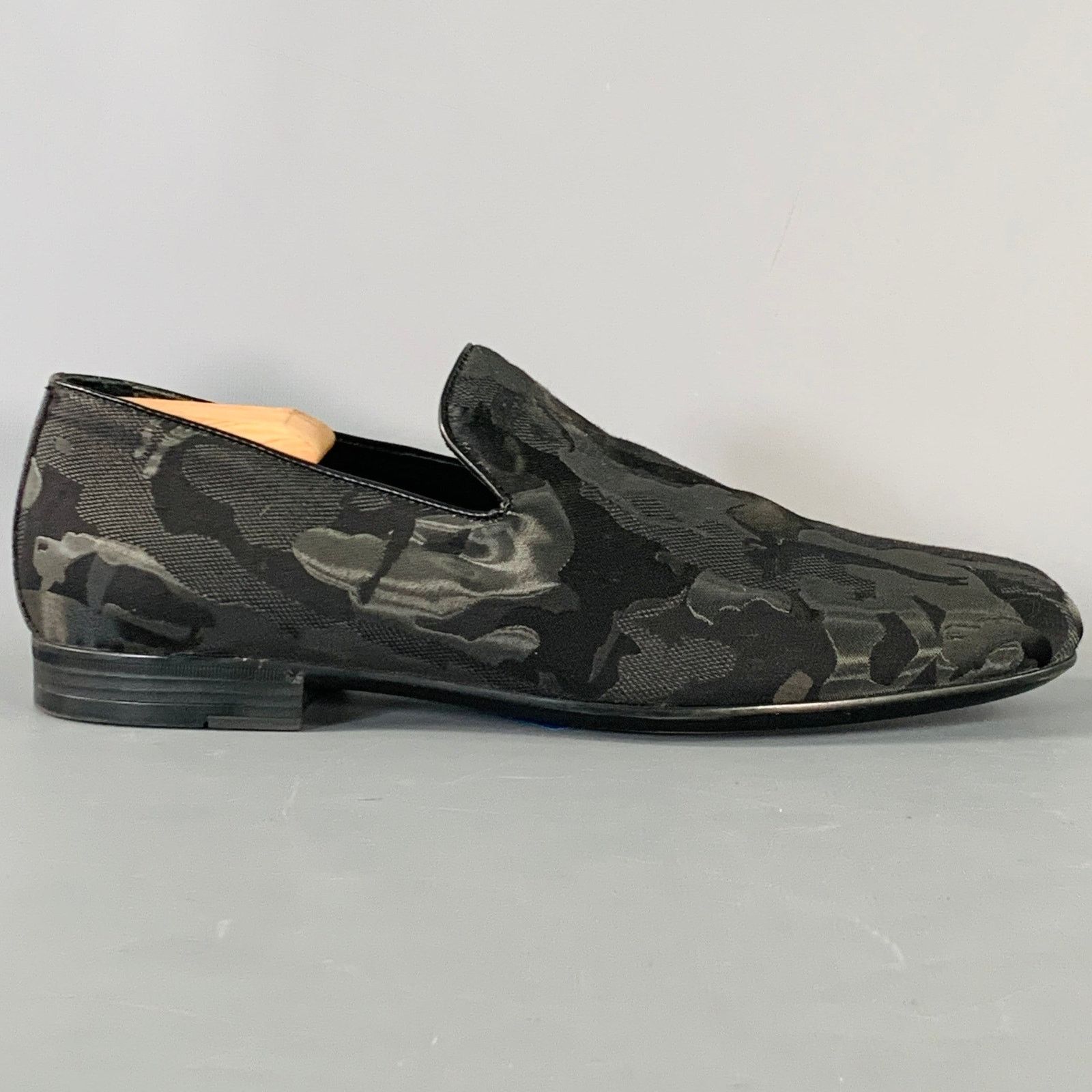 Jimmy Choo JIMMY CHOO Black Camouflage Figures Canvas Slip On Loafers Size US 8 / EU 41 - 2 Thumbnail