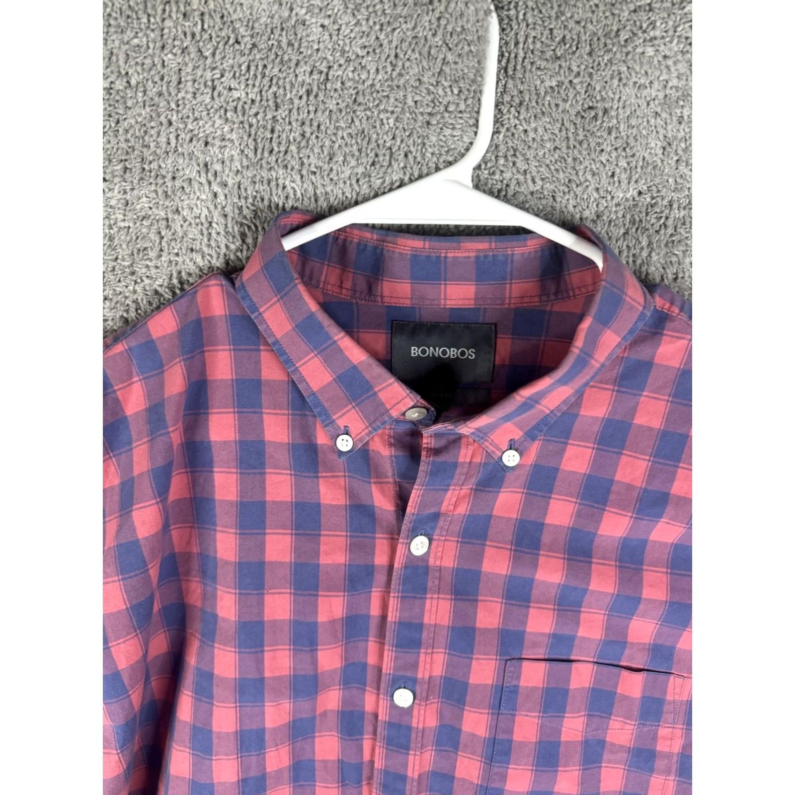 Bonobos Bonobos Shirt Mens 2XL Red Blue Plaid Slim Fit Button Front Long Sleeve Size US XXL / EU 58 / 5 - 5 Thumbnail