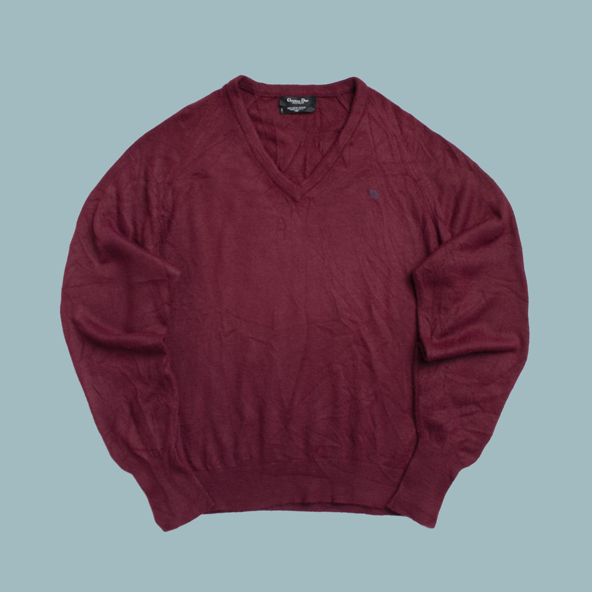 VINTAGE* CHRISTIAN DIOR V NECK SWEATER RED MADE IN USA