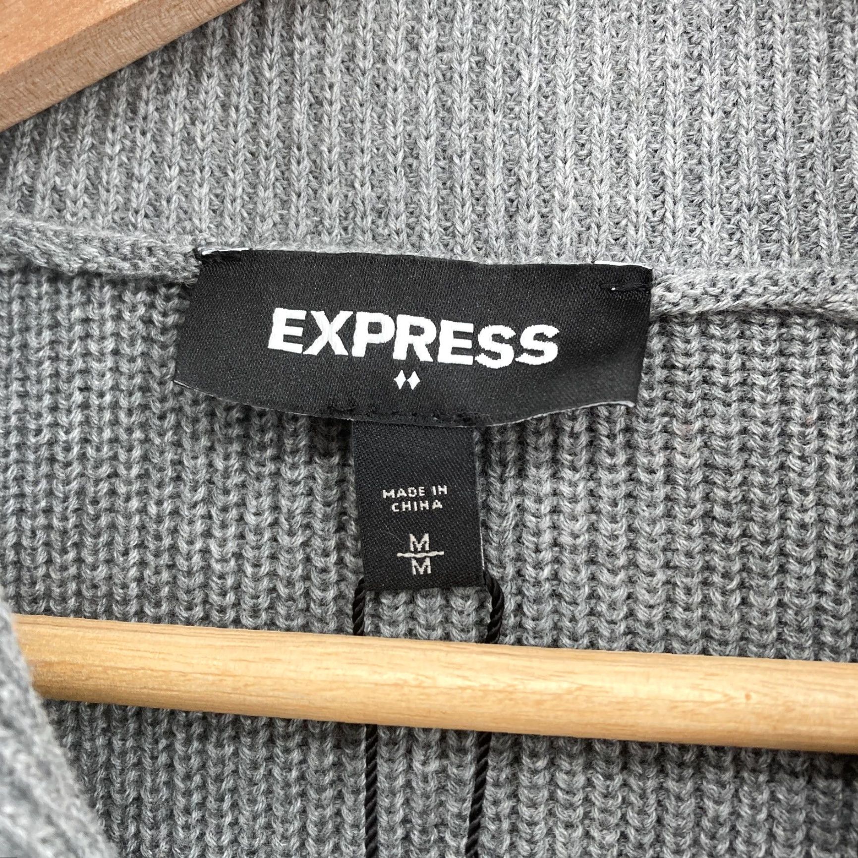 Express Express Sweater Mens Medium Gray Shawl Collar Ribbed Knit Pullover Cowl Neck NWT Size US M / EU 48-50 / 2 - 2 Thumbnail