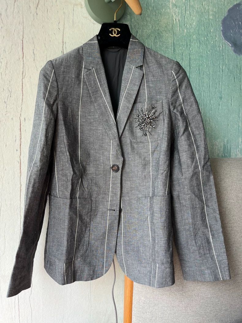 Brunello Cucinelli Brunello Cucinelli Beaded Brooch Blazer - dmc Size US S / EU 44-46 / 1 - 1 Thumbnail