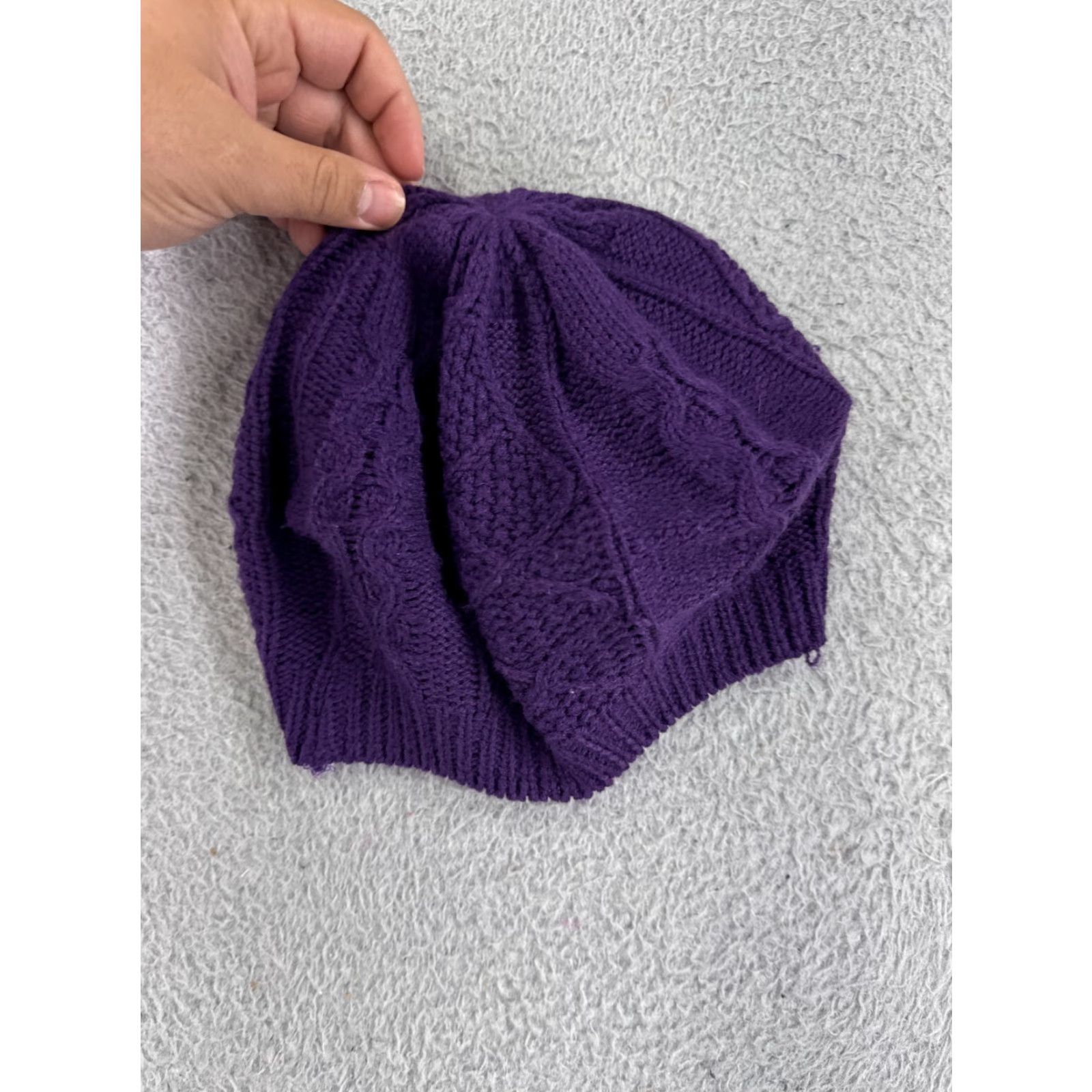 Vintage Unbranded Beanie Women One Size Purple Knit Acrylic Winter Ski Womens Size ONE SIZE - 3 Thumbnail