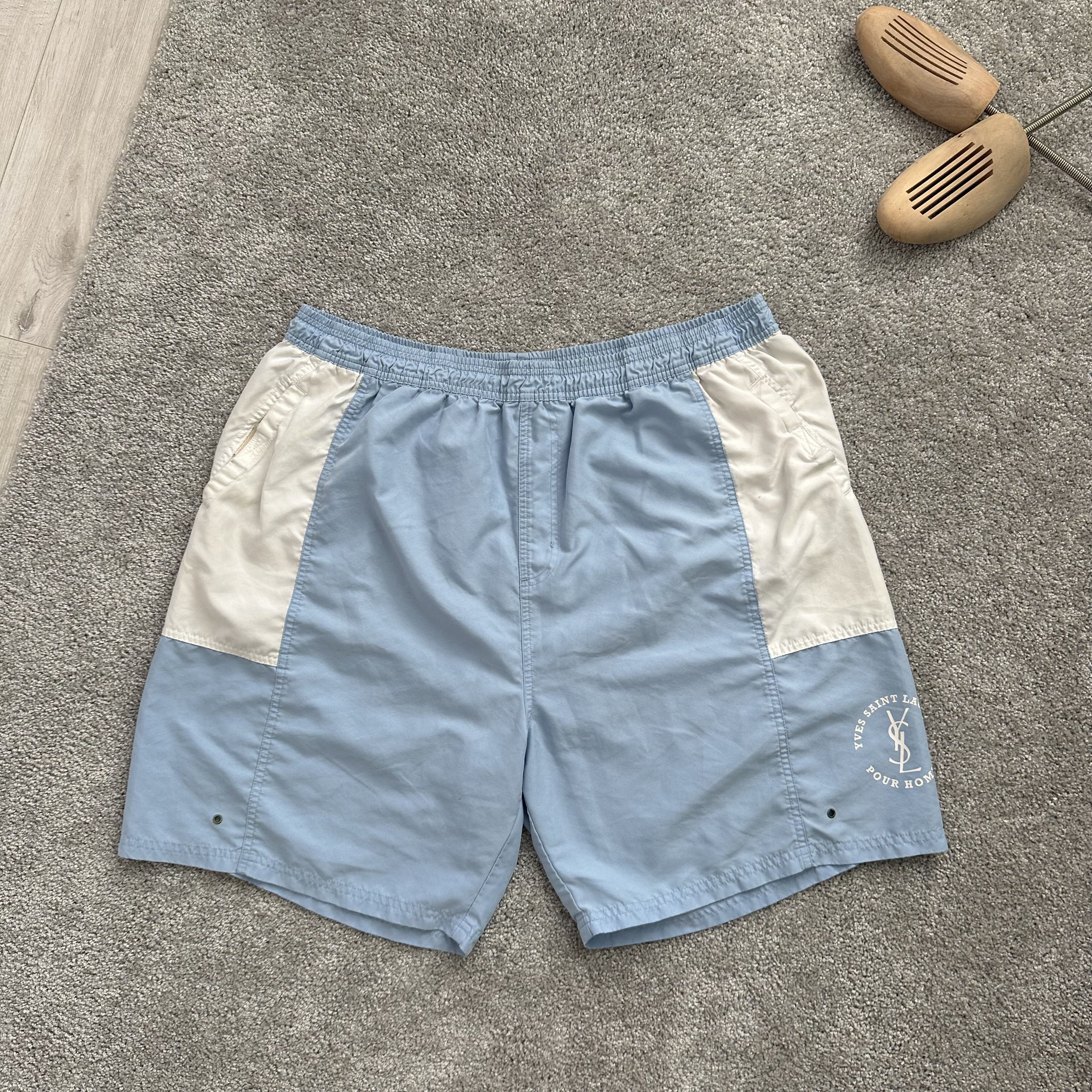 Vintage Ysl Pour Homme Yves Saint LaurentNylon beach Blue Shorts Size US 38 / EU 54 - 1 Thumbnail