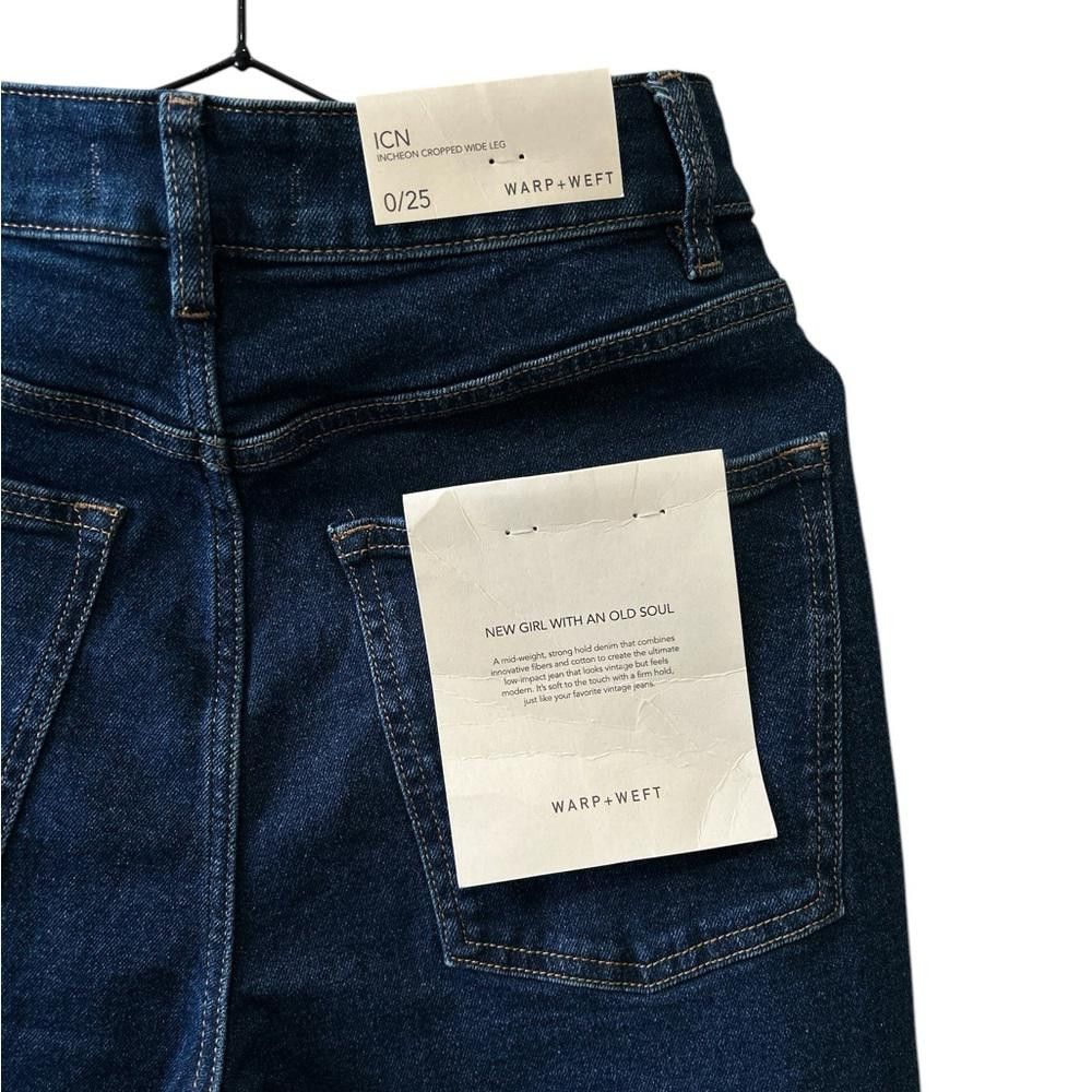 Designer Warp + Weft ICN Cropped Wide Leg Jeans Size 0/25 Size 25" / US 0 / IT 36 - 5 Thumbnail