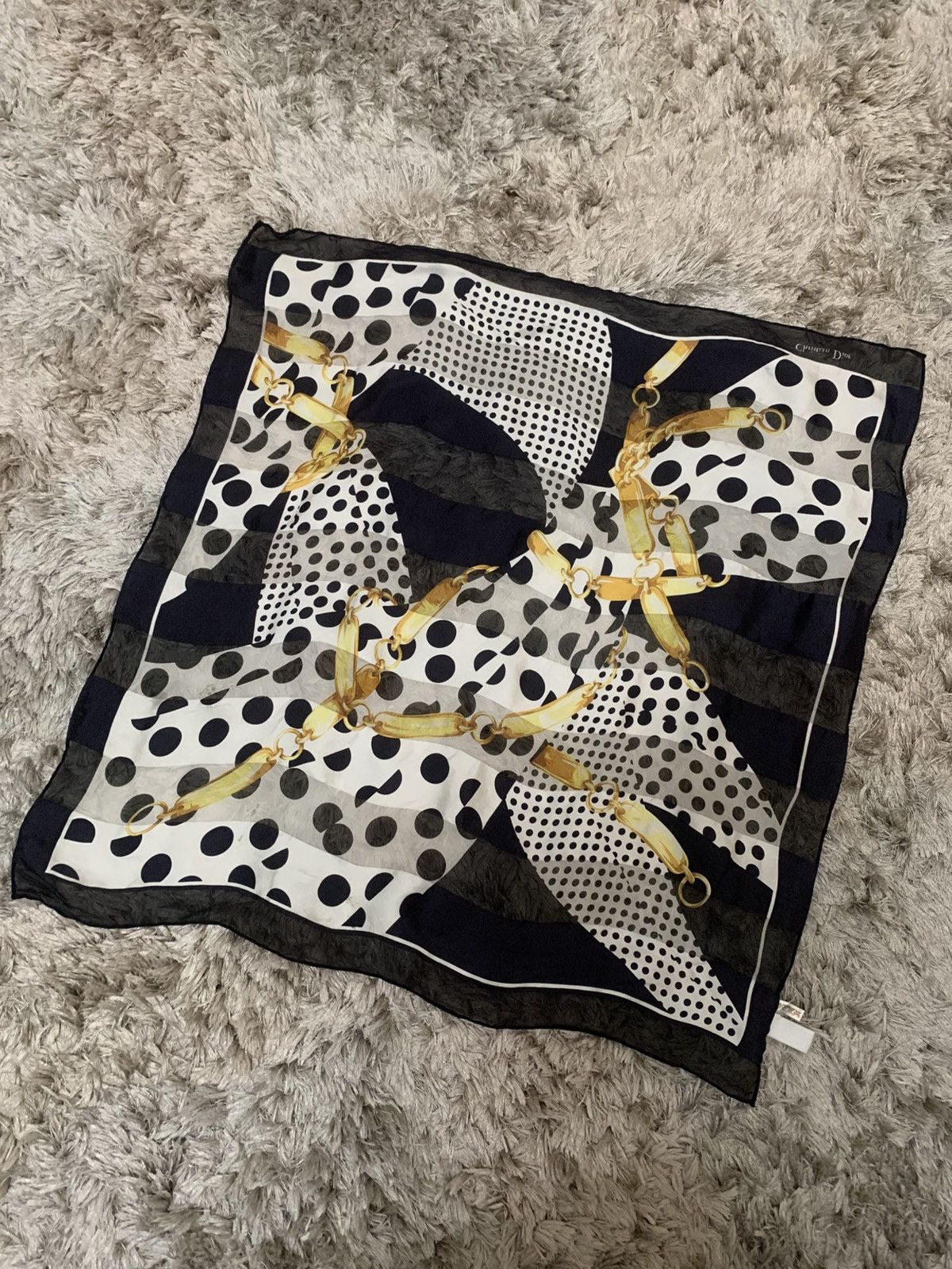 Dior CHRISTIAN DIOR SILK POLKA DOT CHAIN PATTERN SCARVES Size ONE SIZE - 7 Thumbnail