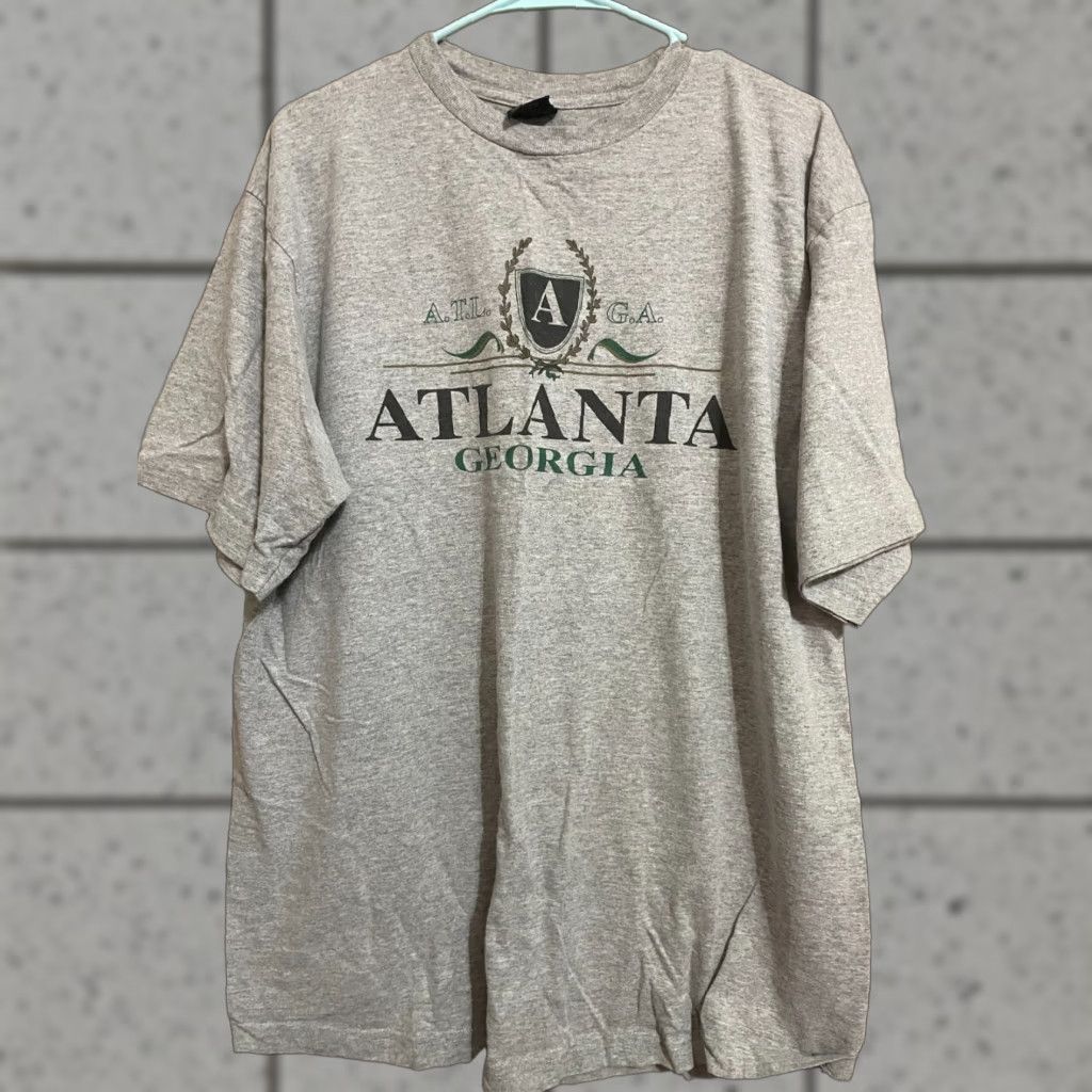 Vintage VINTAGE Atlanta Georgia T-Shirt Spin Short Sleeve Crew Neck 100% Cotton XL Gray USA 90s Retro City Mens Single Stitch Size US XL / EU 56 / 4 - 1 Thumbnail