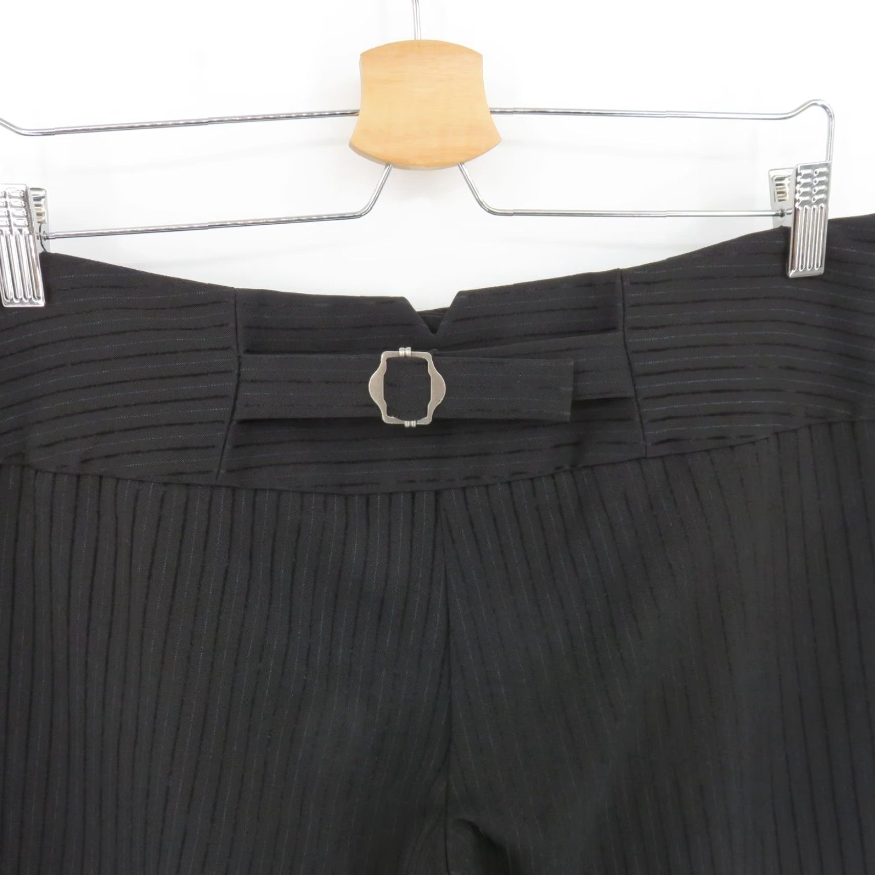 Velvet VINTAGE Star City Junior 11 Black Velvet Striped Dress Pants Cinched Tie Breaker? Size 32" / US 10 / IT 46 - 5 Thumbnail