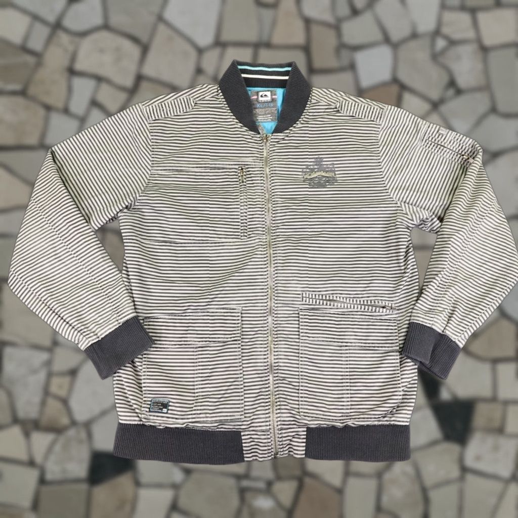 Quiksilver Quiksilver Bomber Jacket Mens XL Black White Stripes Full Zip Windbreaker Skateboarding Style Outdoor Size US XL / EU 56 / 4 - 1 Thumbnail
