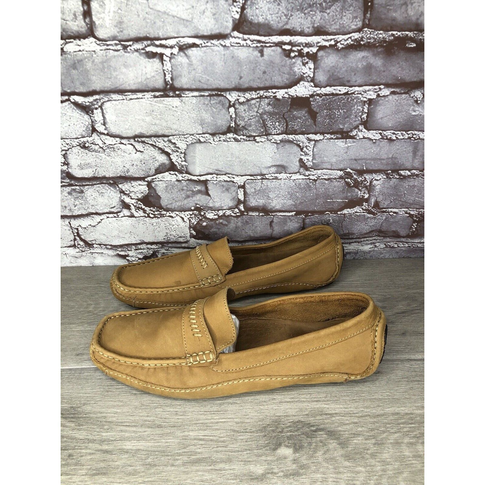 Clarks Clarks England Tan Nubuck Leather Slip On Driving Loafers Sh Size US 11 / EU 44 - 14 Thumbnail