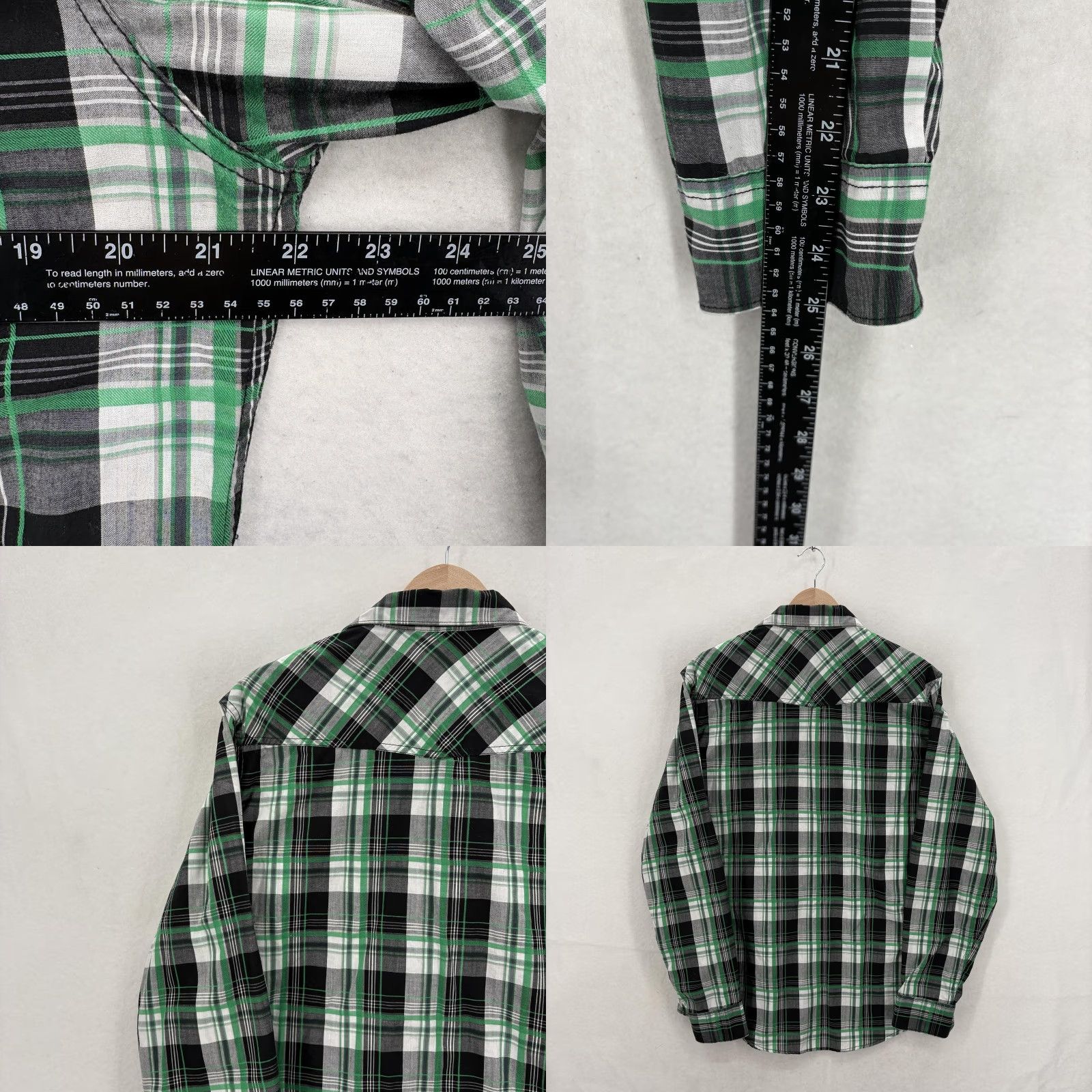 Vintage Helix Shirt Mens M Green Plaid Long Sleeve Button Front Athletic Y2K Grunge Size US M / EU 48-50 / 2 - 8 Thumbnail