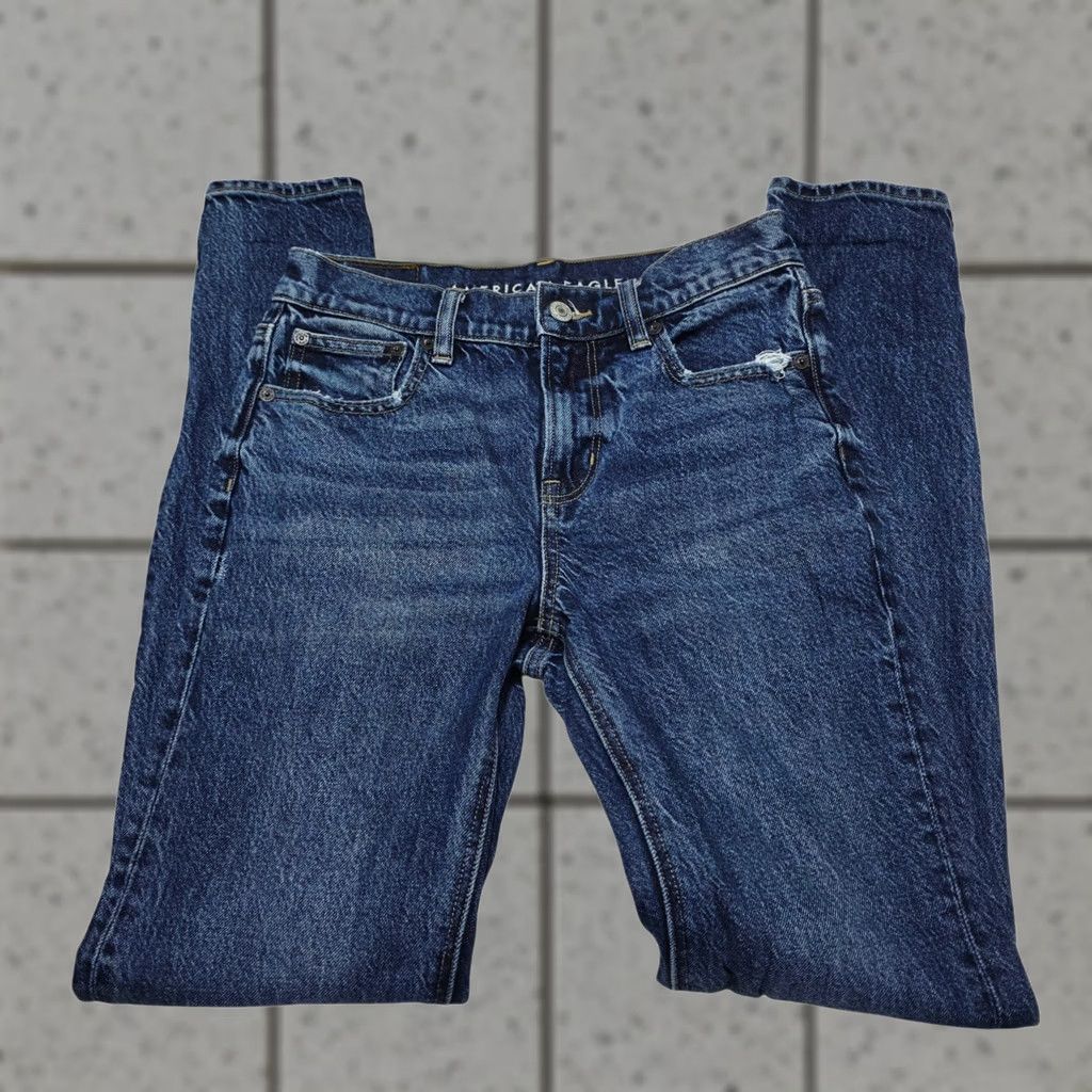 American Eagle Outfitters AMERICAN EAGLE Jeans Womens Size 0 Acid Wash 90s Skinny Stretch Blue Denim Jegging Regular Rise Women Size 25" / US 0 / IT 36 - 1 Thumbnail