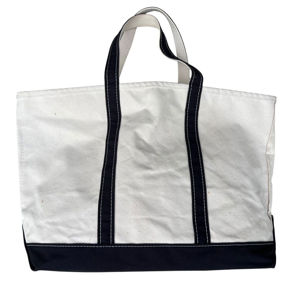 L.L. Bean 80s L.L. Bean Cotton Canvas White Black Big Tote Bag Size ONE SIZE - 7 Thumbnail
