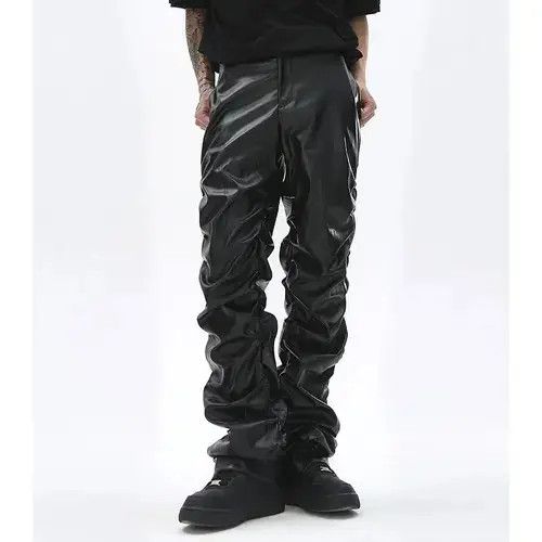 Jean Loose Ruched Casual PU Leather Pant Size US 32 / EU 48 - 2 Thumbnail