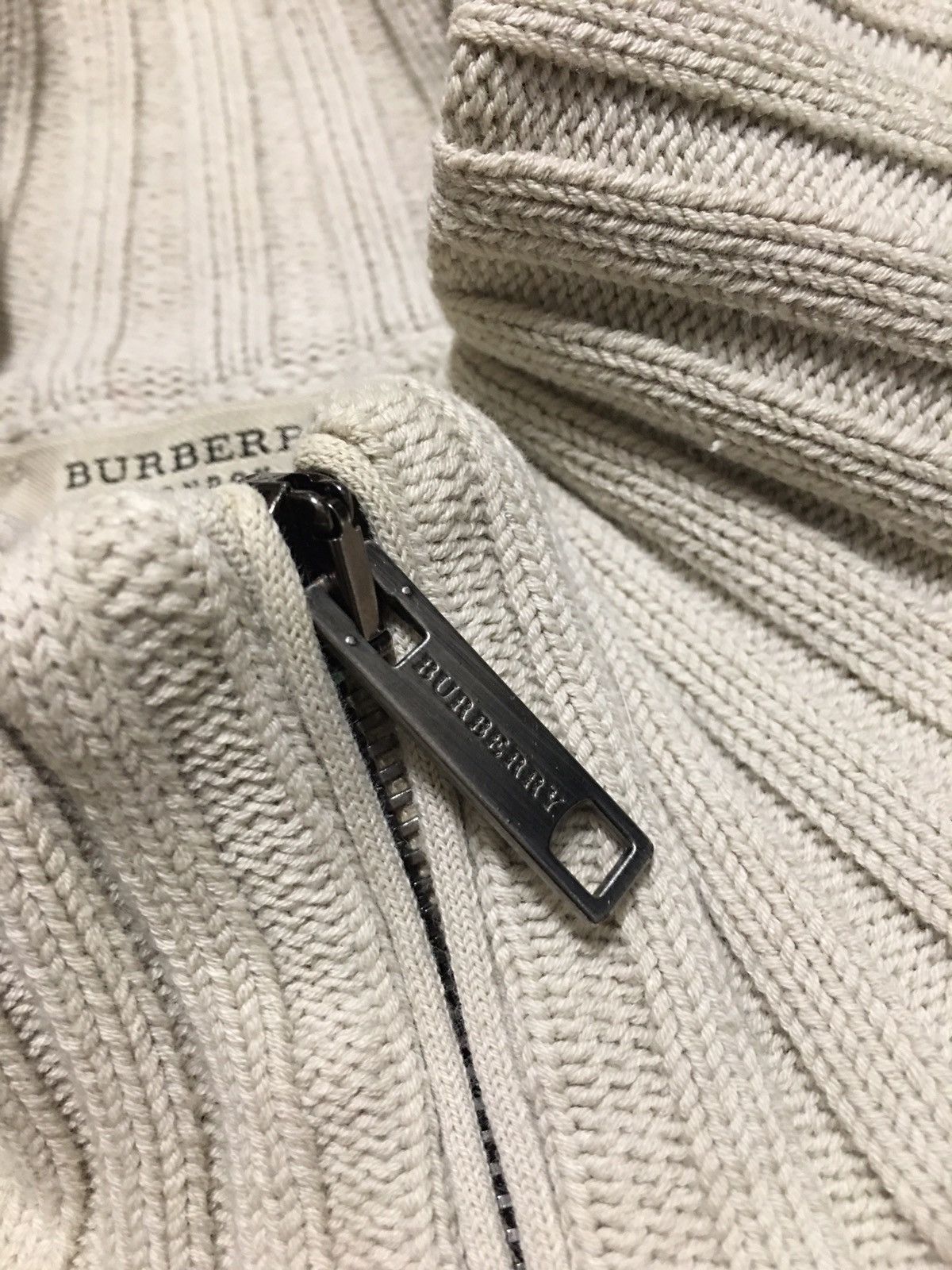 Burberry Burberry London Beige Cotton Knit Zip Sweater Size L Size US L / EU 52-54 / 3 - 6 Thumbnail