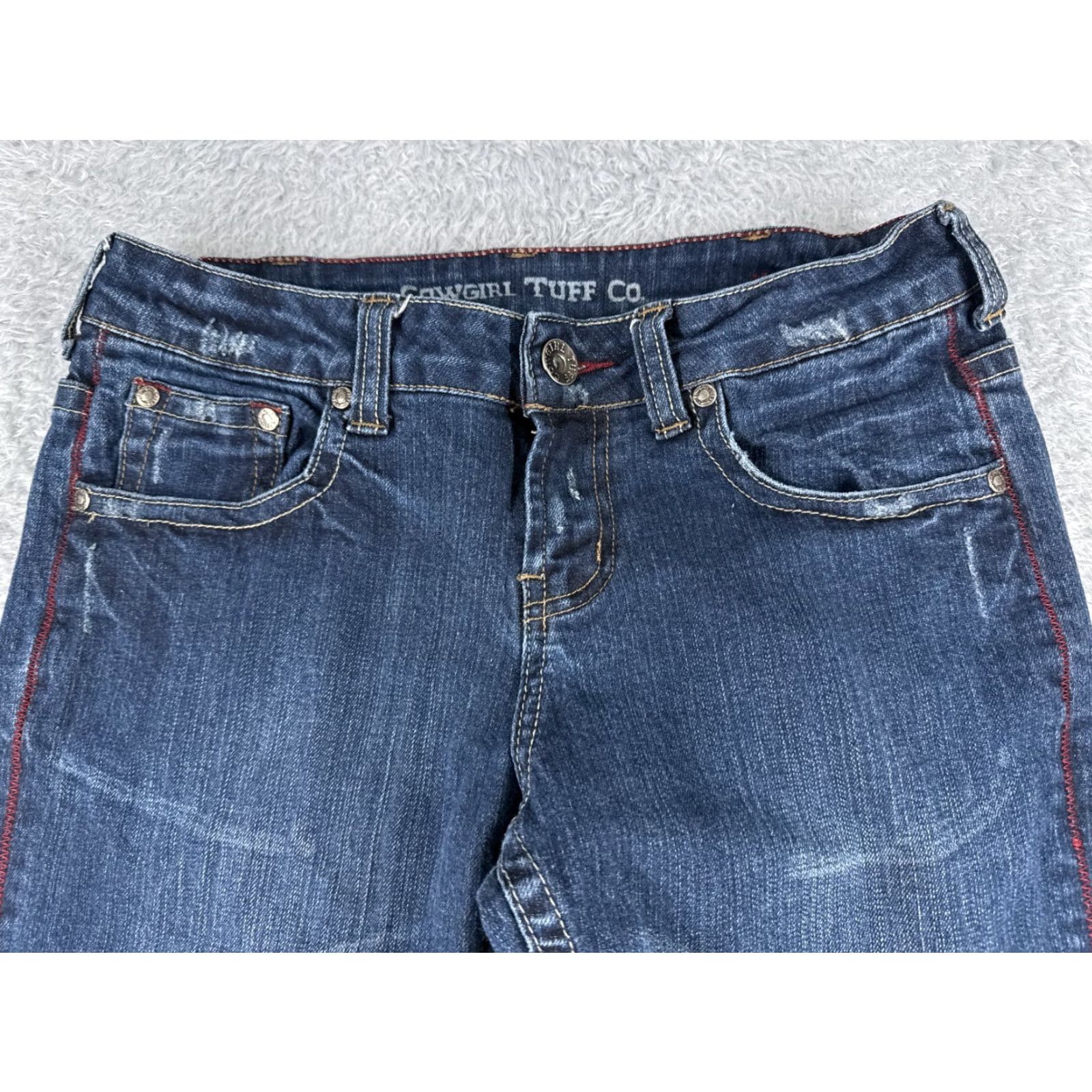 Denime Cowgirl Tuff Jeans Women Bootcut 28x30 Blue Denim Low Rise 5-Pocket Stretch Regular Slim Western Cowboy Southwestern Mens Womens Size 28" / US 6 / IT 42 - 4 Thumbnail