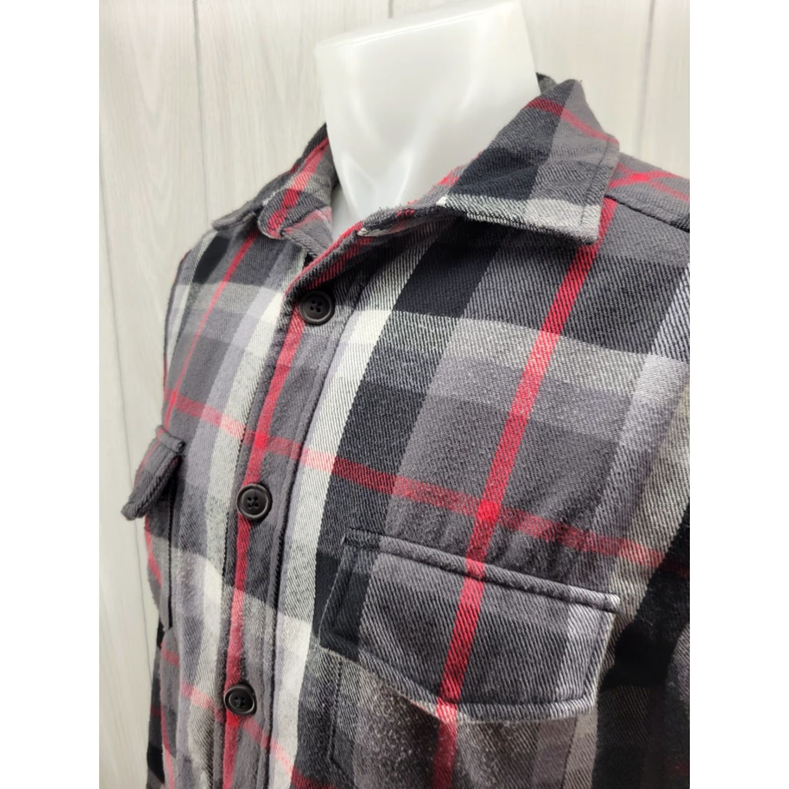 Aeropostale Aeropostale Flannel Jacket Men's Small Sherpa Lined Gray & Black Plaid Shirt Button-Up Hooded Pockets Fall Winter Multicolor Regular Size US S / EU 44-46 / 1 - 3 Thumbnail