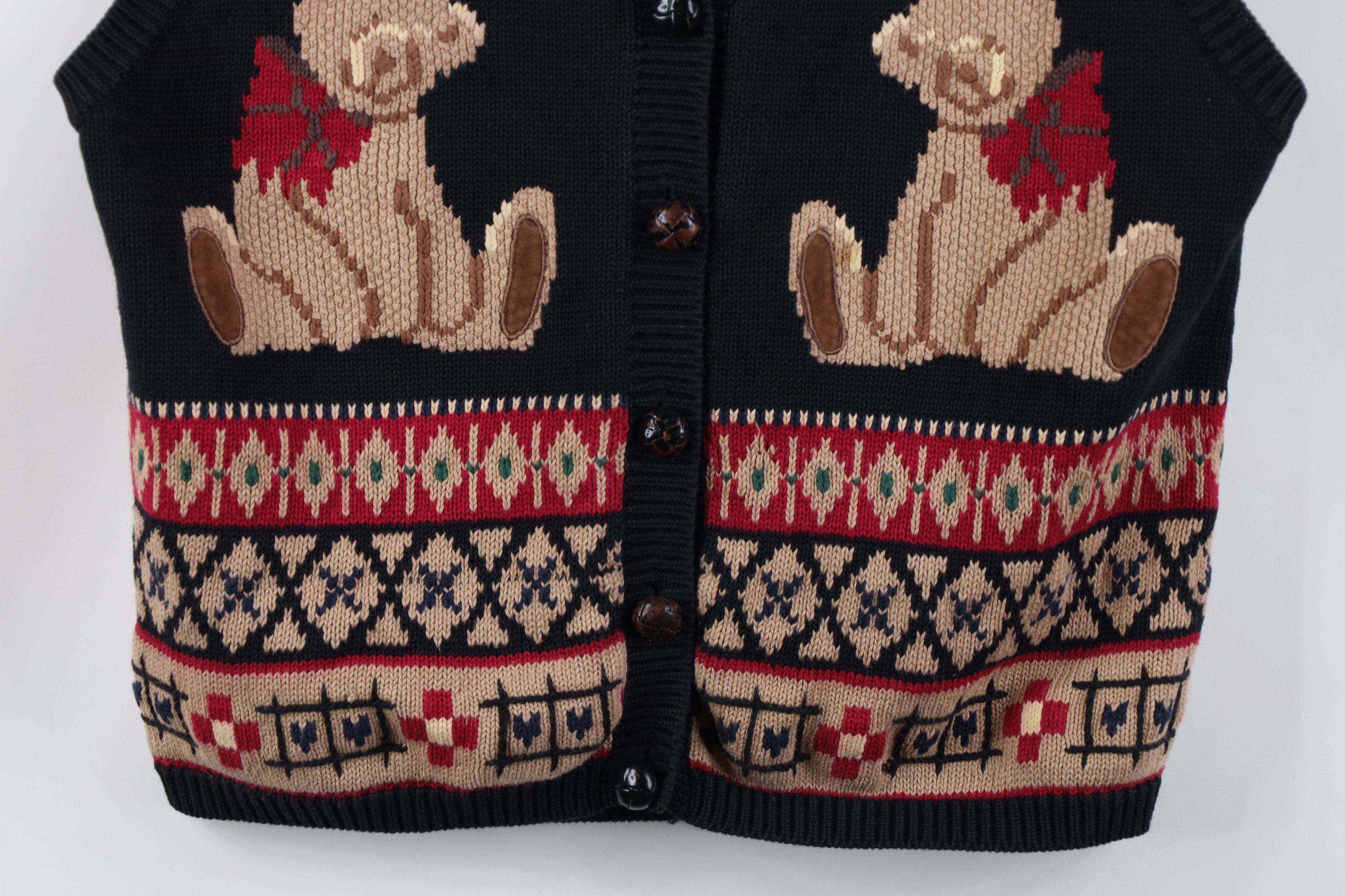 Vintage Vintage 90s Streetwear Fair Isle Teddy Bear Knit Vest Size M / US 6-8 / IT 42-44 - 3 Thumbnail