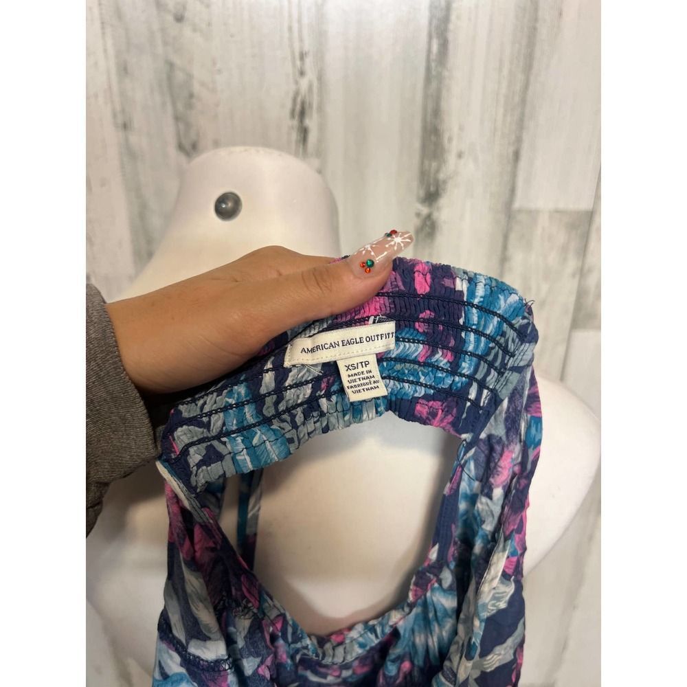 American Eagle Outfitters American Eagle Tropical Floral Mini Dress XS Cutout Back Sum Size XS / US 0-2 / IT 36-38 - 4 Thumbnail
