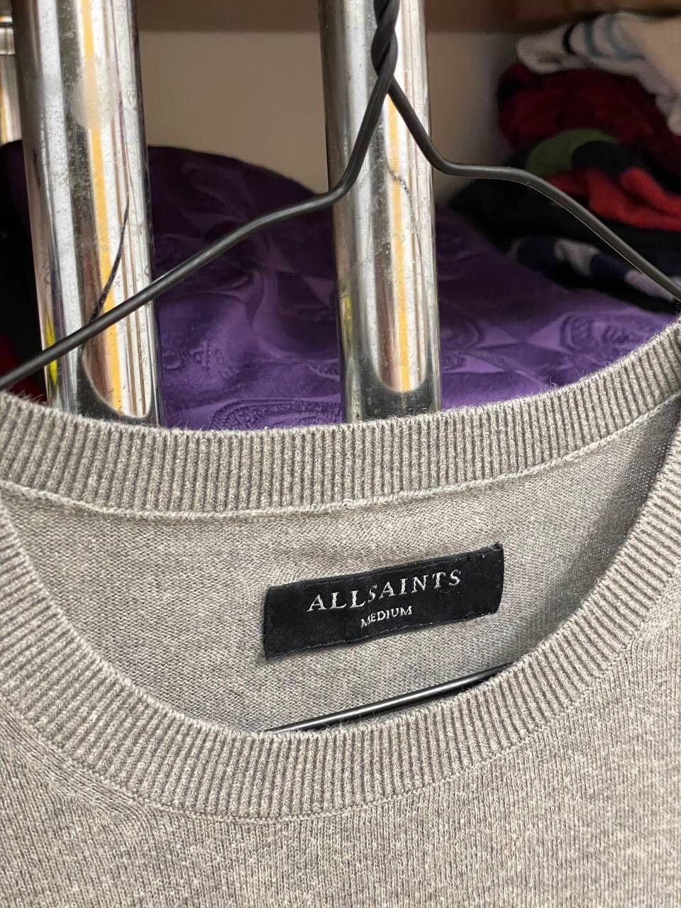 Allsaints × Vintage AllSaints Men’s Waffle Knit Grey Basic Crewneck Sweater M Size US M / EU 48-50 / 2 - 9 Thumbnail