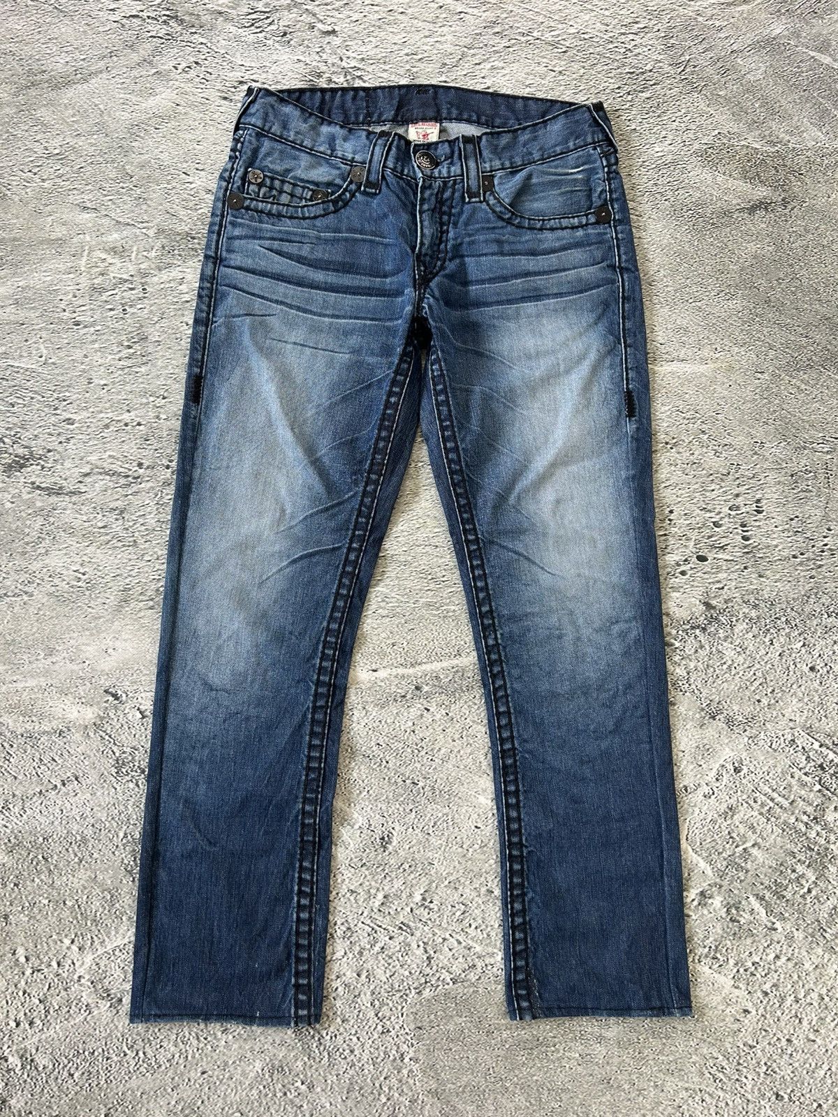 True Religion True Religion blue jeans black thick stitching Y2K Bobby Size US 33 - 6 Thumbnail