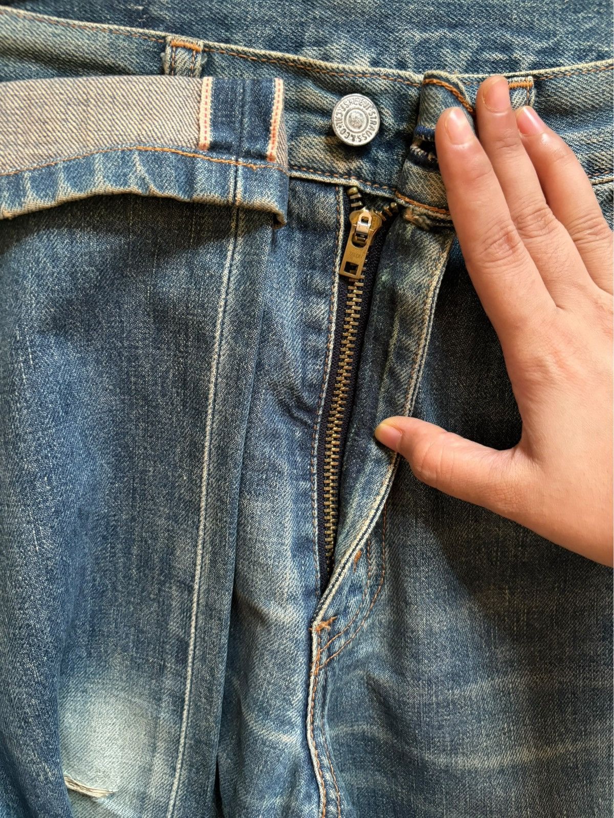 Levi's Vintage 80s Levis 502 Big E Mud Wash Japanese Selvedge Jeans Size US 30 / EU 46 - 4 Thumbnail