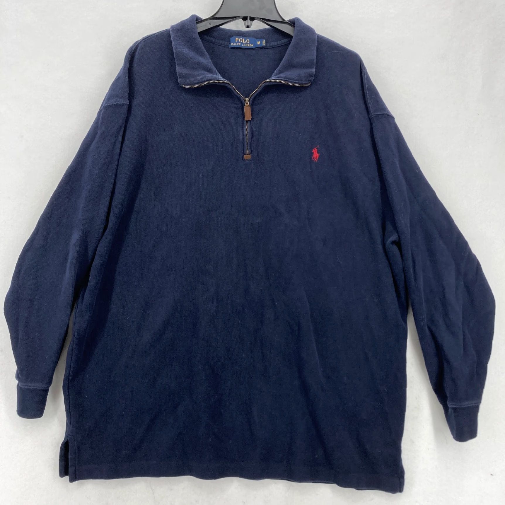 Polo Ralph Lauren Polo Ralph Lauren Navy Pullover Sweater 2XB Big Long Sleeve Quarter Zip Preppy Men Sweater Size US XXL / EU 58 / 5 - 2 Thumbnail