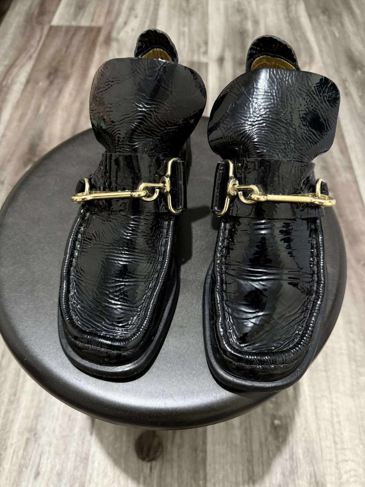 Acne Studios ACNE STUDIOS WOOMEN KERIN PATENT LEATHER CHAIN LOAFERS BOOTS Size US 8 / IT 38 - 4 Thumbnail