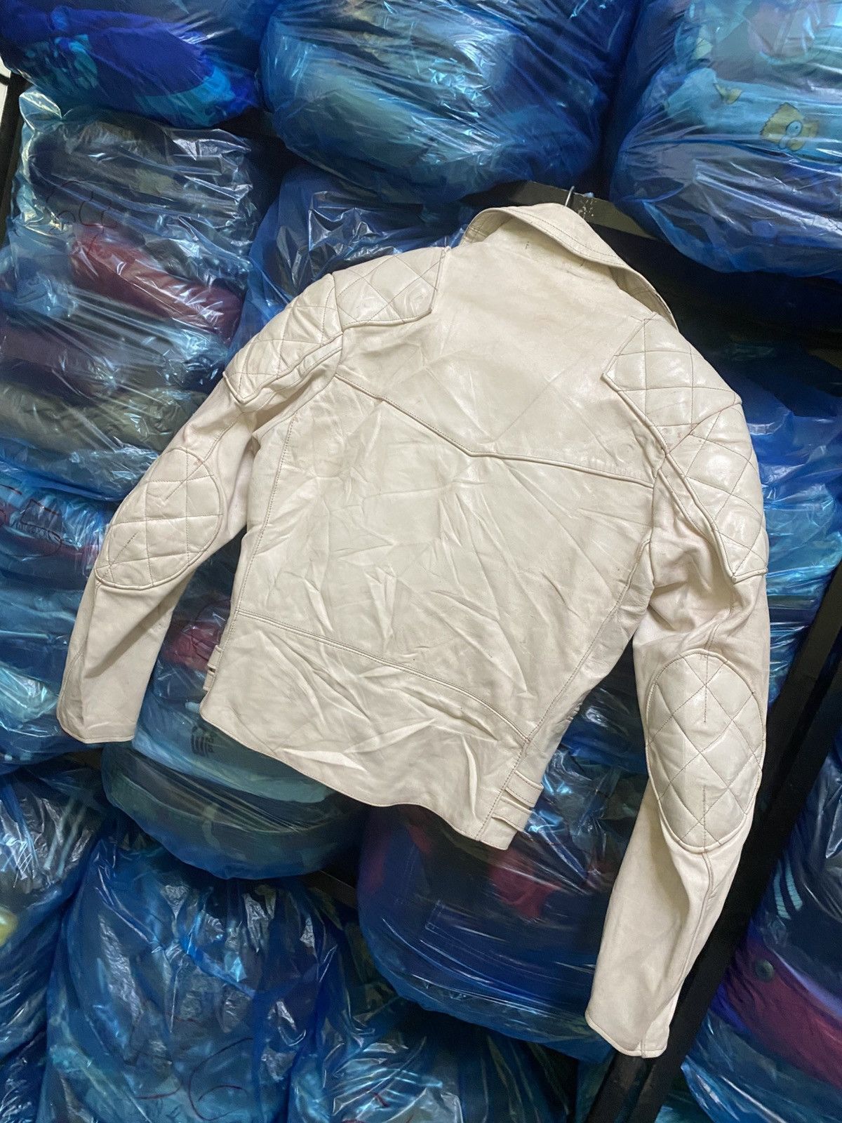 Genuine Leather Vintage Triple Six UK White Leather Biker Jacket - Size 32 Size US XS / EU 42 / 0 - 17 Thumbnail