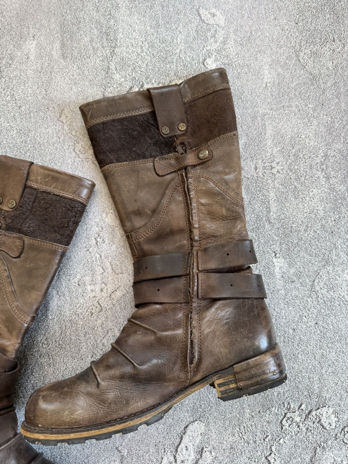 Designer × Vintage Yellow Cab 40size brown leather biker high shoes boots punk Size US 10 / IT 40 - 12 Thumbnail