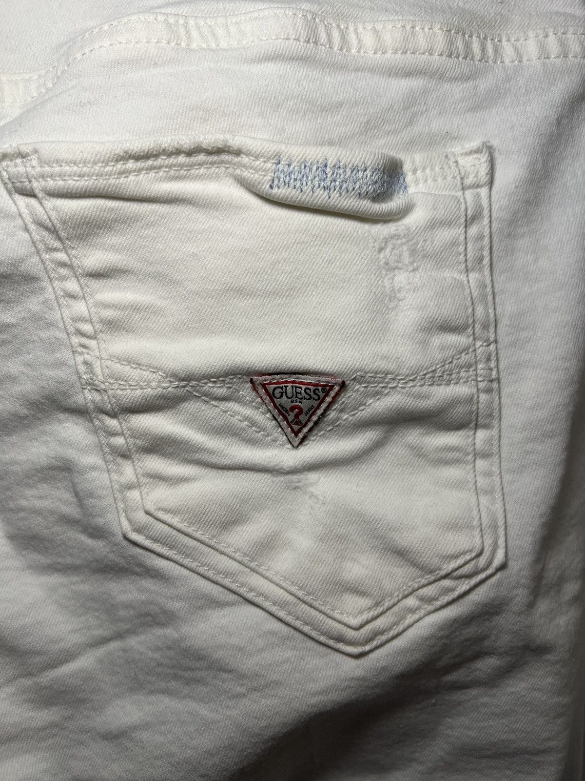Guess Vintage Guess Jean USA patched distressed white skinny jeans Size US 33 - 5 Thumbnail