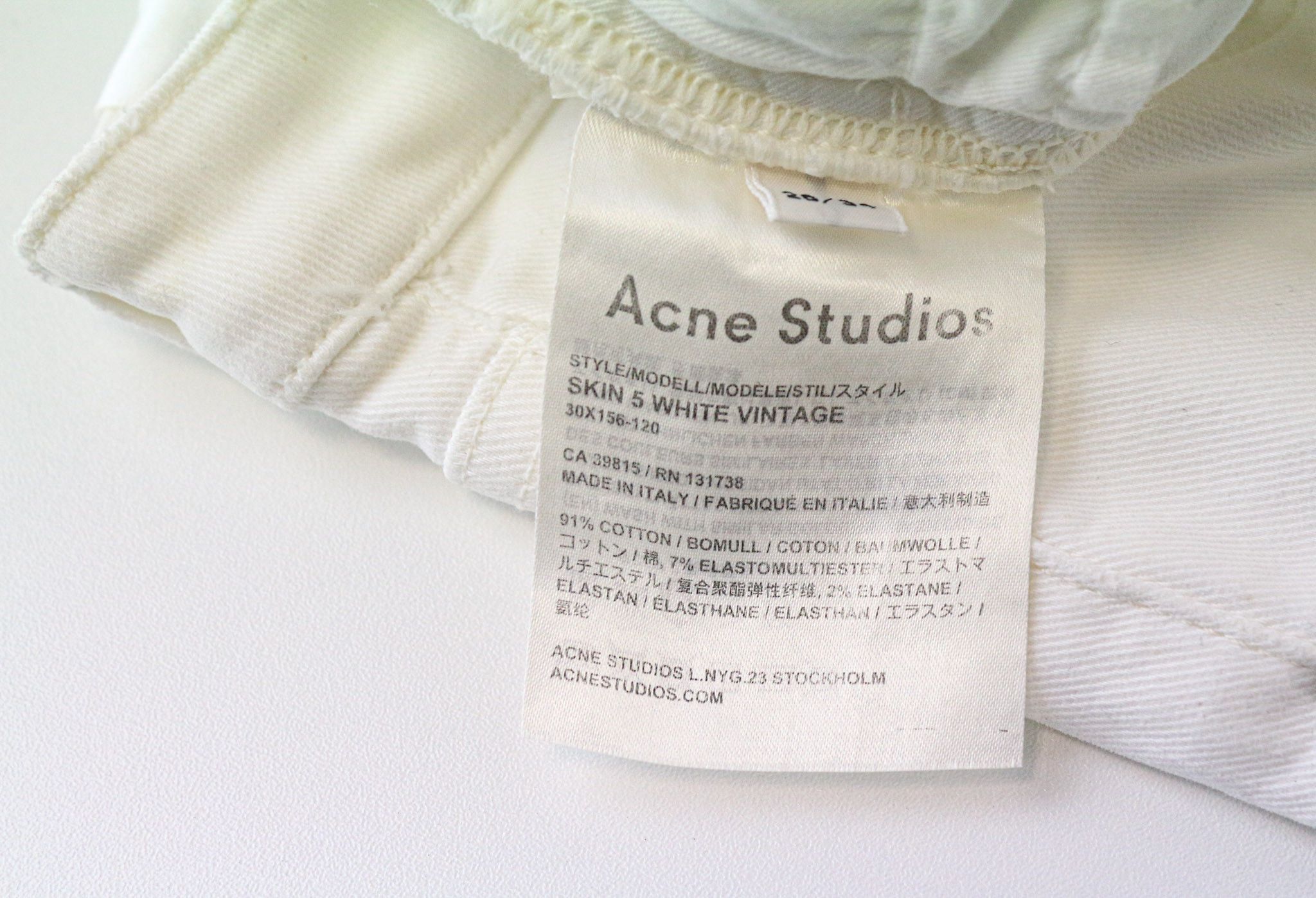 Acne Studios SKIN 5 W26/L34 White Skinny Stretch Jeans 75066 Size 26" / US 2 / IT 38 - 6 Thumbnail