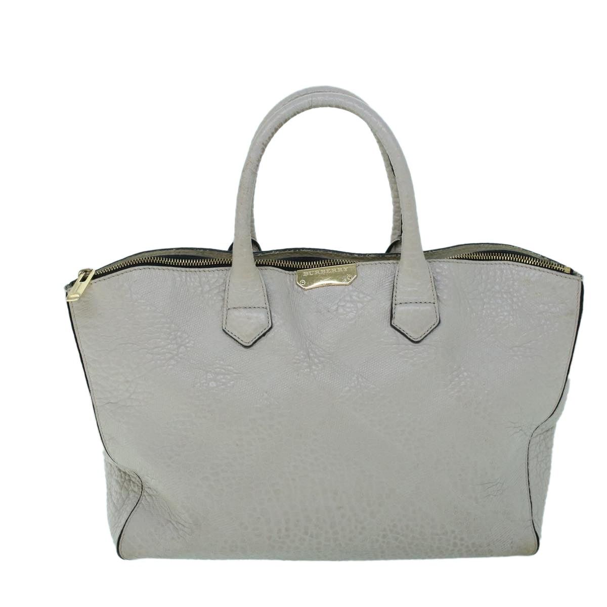 Burberry Burberry Tote Bag Leather Gray White Size ONE SIZE - 13 Thumbnail