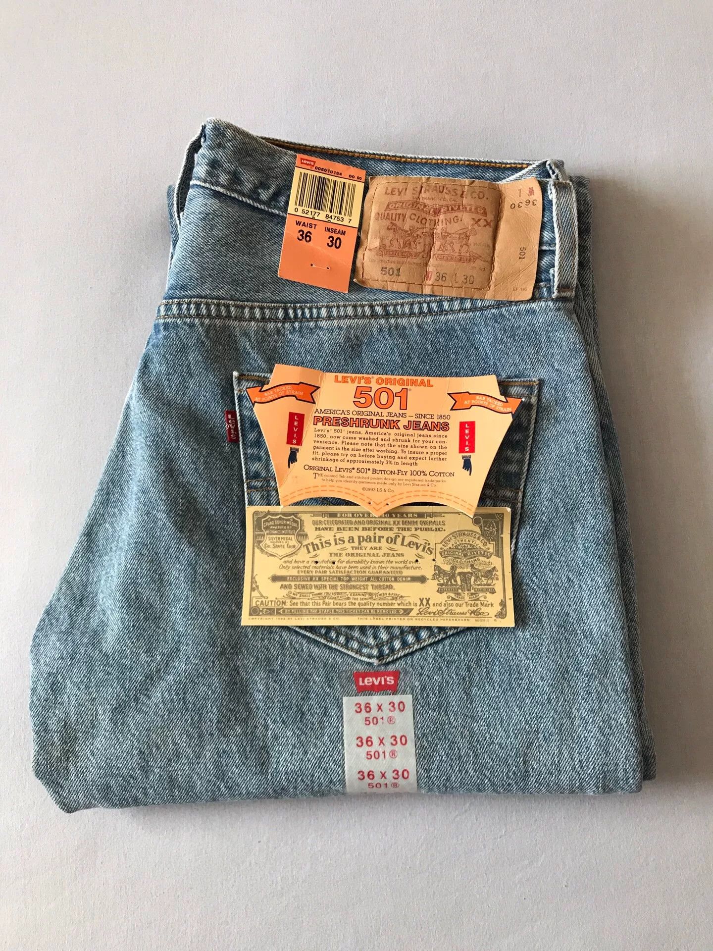 Levi's Levi's 501 Washed Blue Jeans W36L30 Size US 36 / EU 52 - 1 Thumbnail