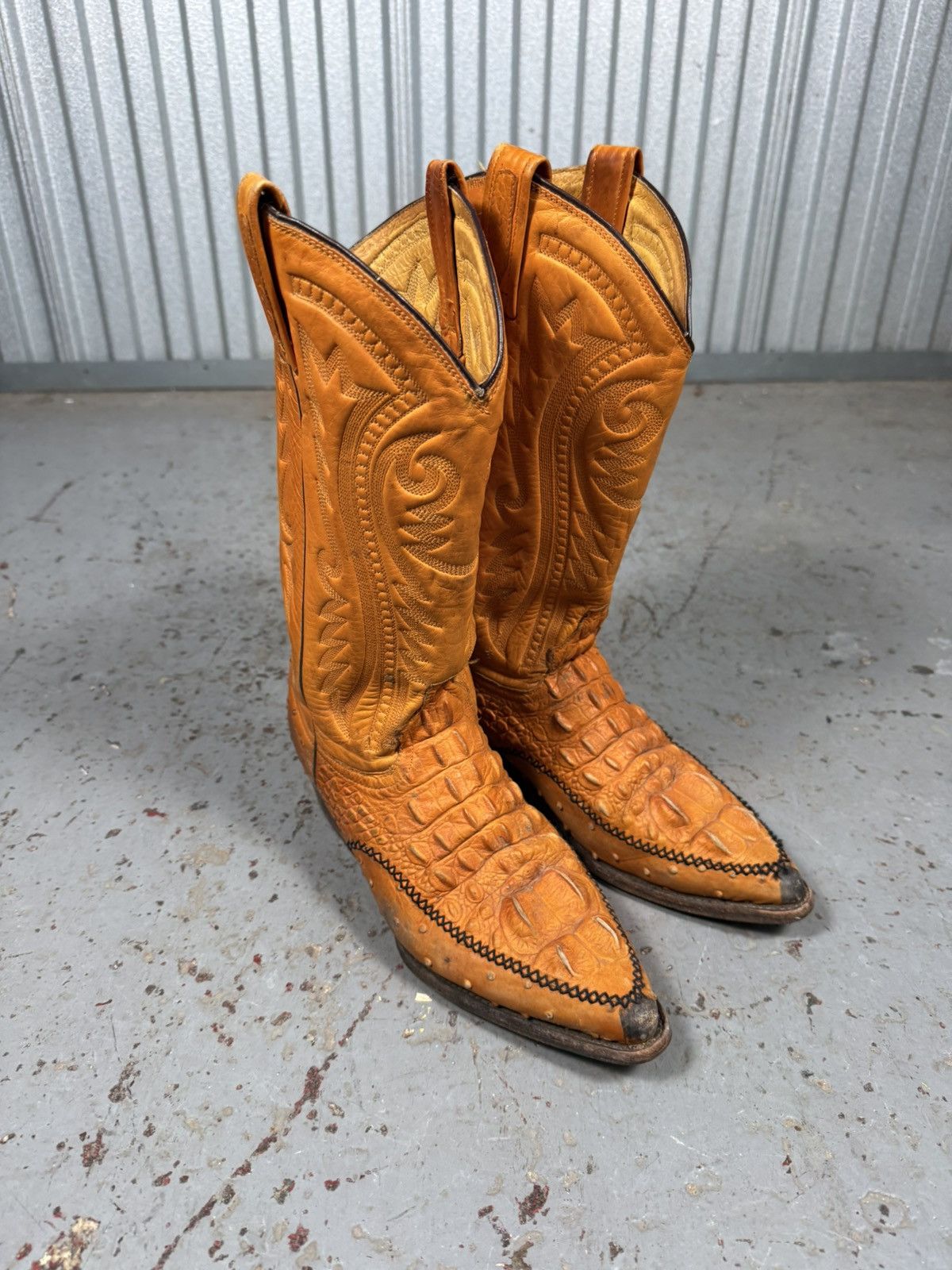 Other 80s Vintage Rudel Made In Usa Crocodile Vamp Cowboy Boots Size US 10.5 / EU 43-44 - 3 Thumbnail