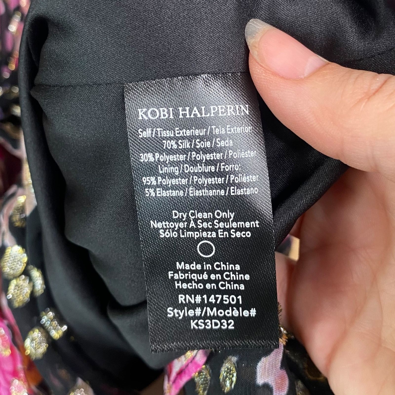 KOBI HALPERIN Kobi Halperin $648 Brook Black Gold Floral Mini Dress SZ XL Size XL / US 12-14 / IT 48-50 - 16 Thumbnail