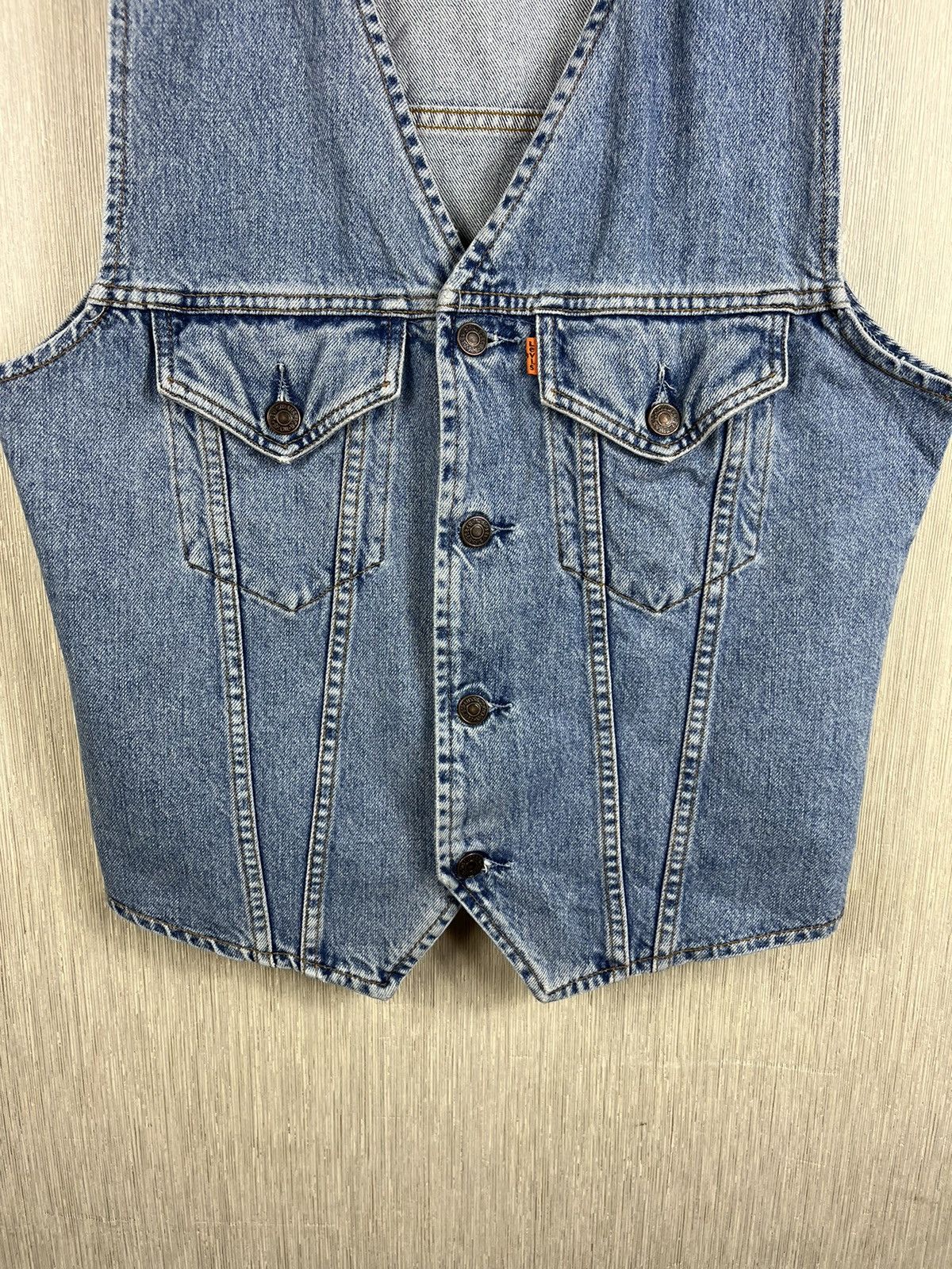 Levi's × Levi's Vintage Clothing × Vintage Vintage 80s Levi’s denim vest jacket sleeveless orange tab Size US L / EU 52-54 / 3 - 7 Thumbnail