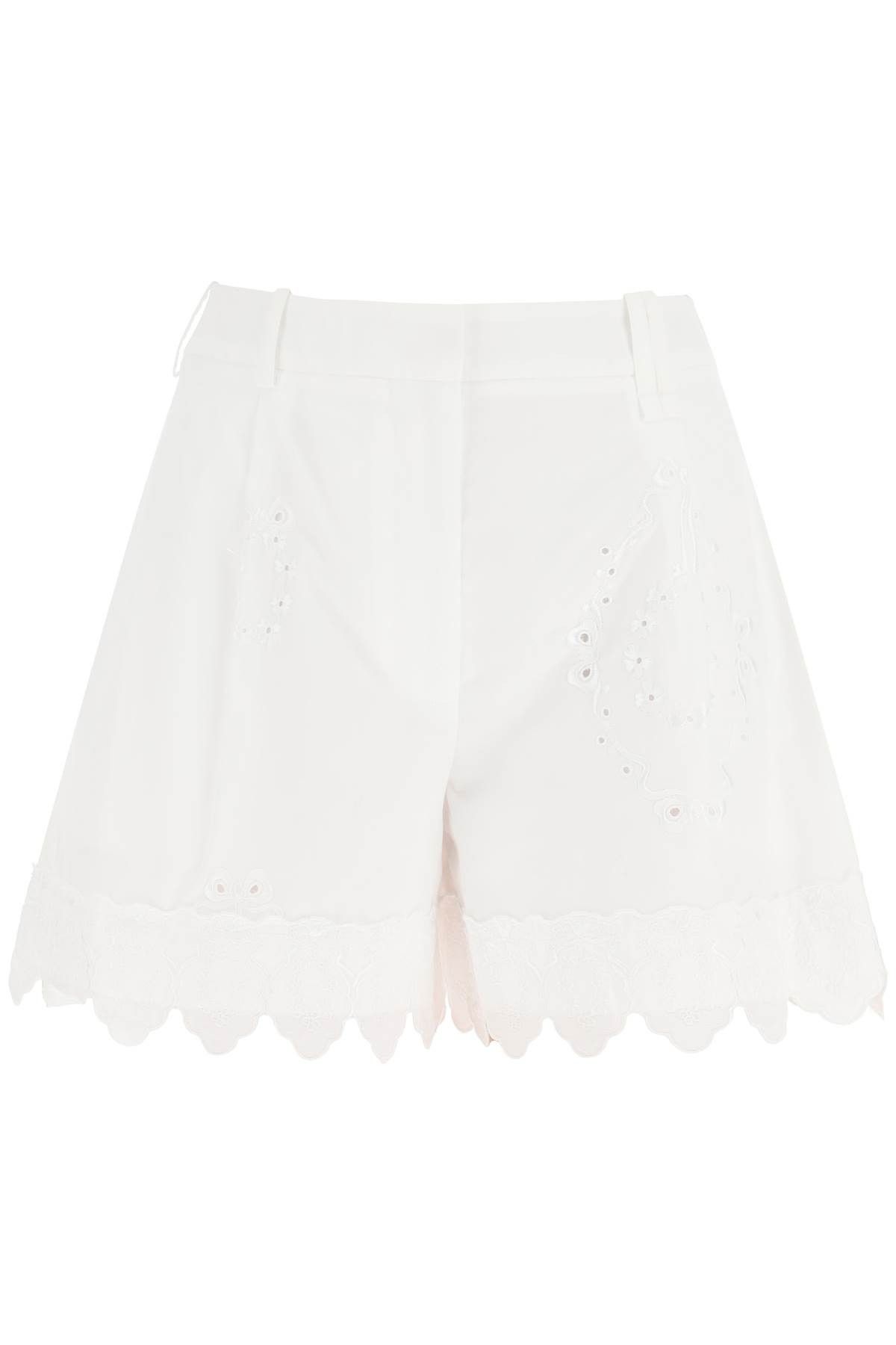 image of Simone Rocha Embroidered Cotton Shorts in White, Women's (Size 26)