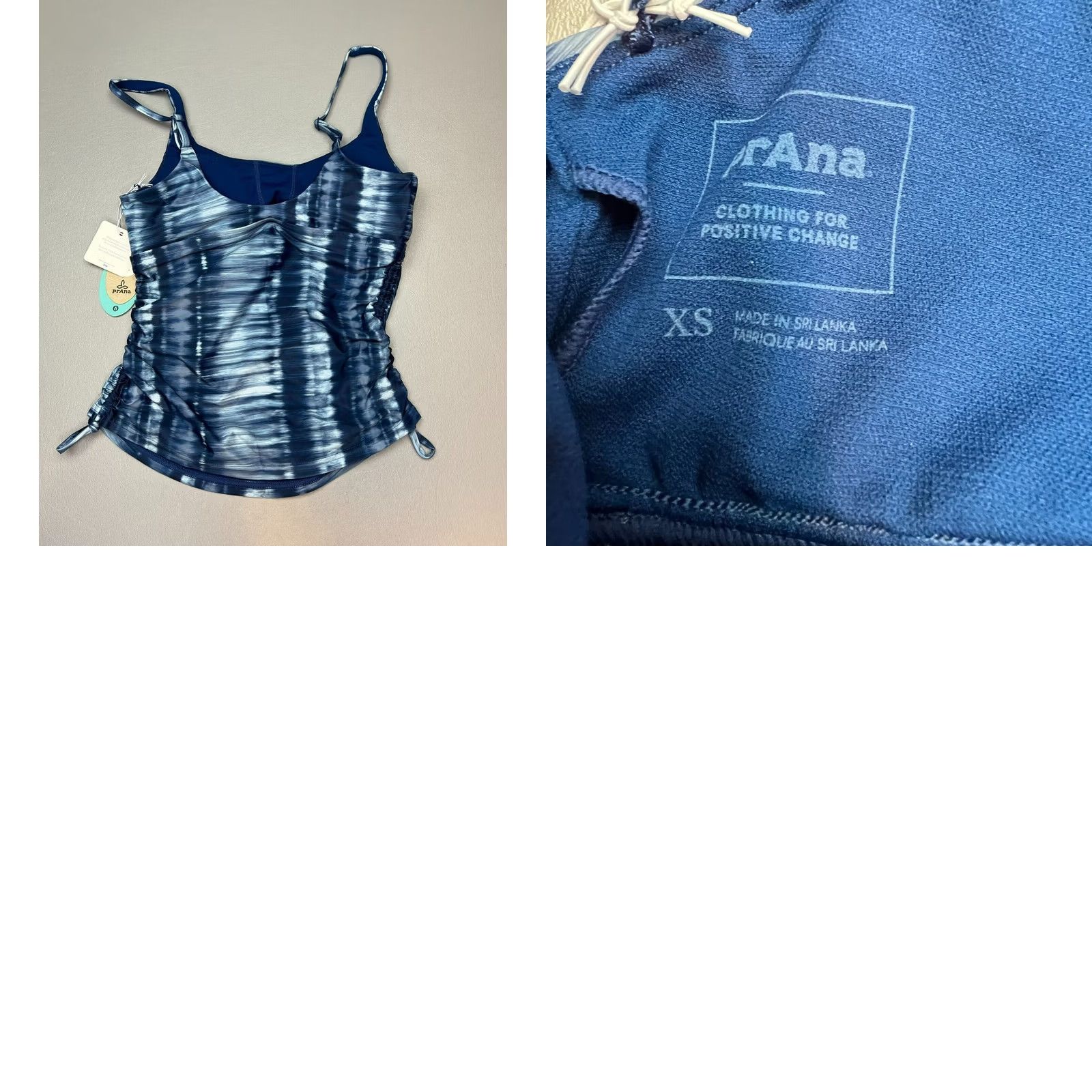 Prana prANA Melody Tankini Belize Hazy Days Side Ruched Padded Swim Top Womens Size XS Blue Striped Nylon Polyester Spandex Tankini Womens Beach 90s? Size XS / US 0-2 / IT 36-38 - 8 Thumbnail
