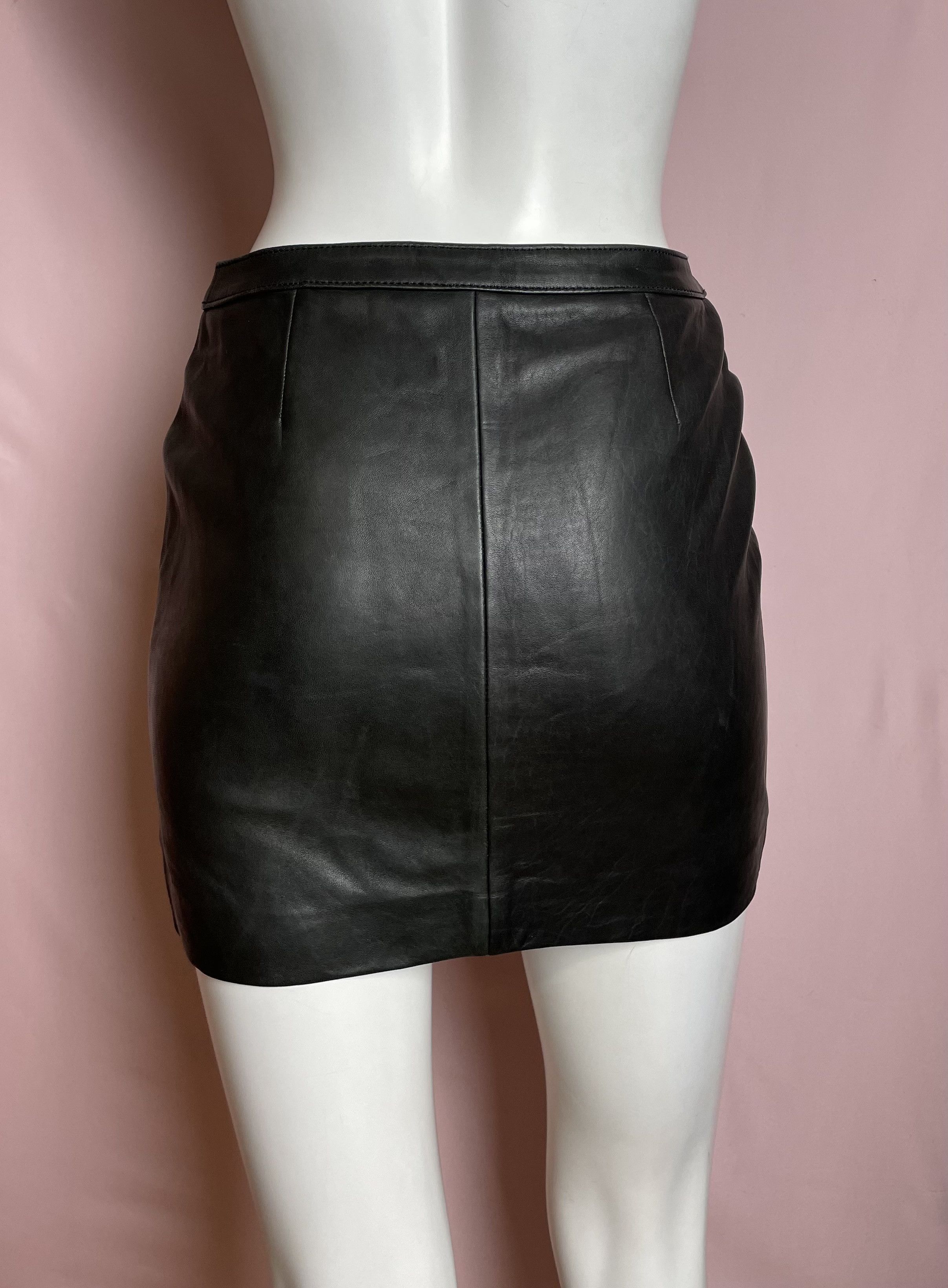 The Kooples THE KOOPLES Lambskin Leather Zipper skirt black Skirt EU36 Size 27" / US 4 / IT 40 - 4 Thumbnail