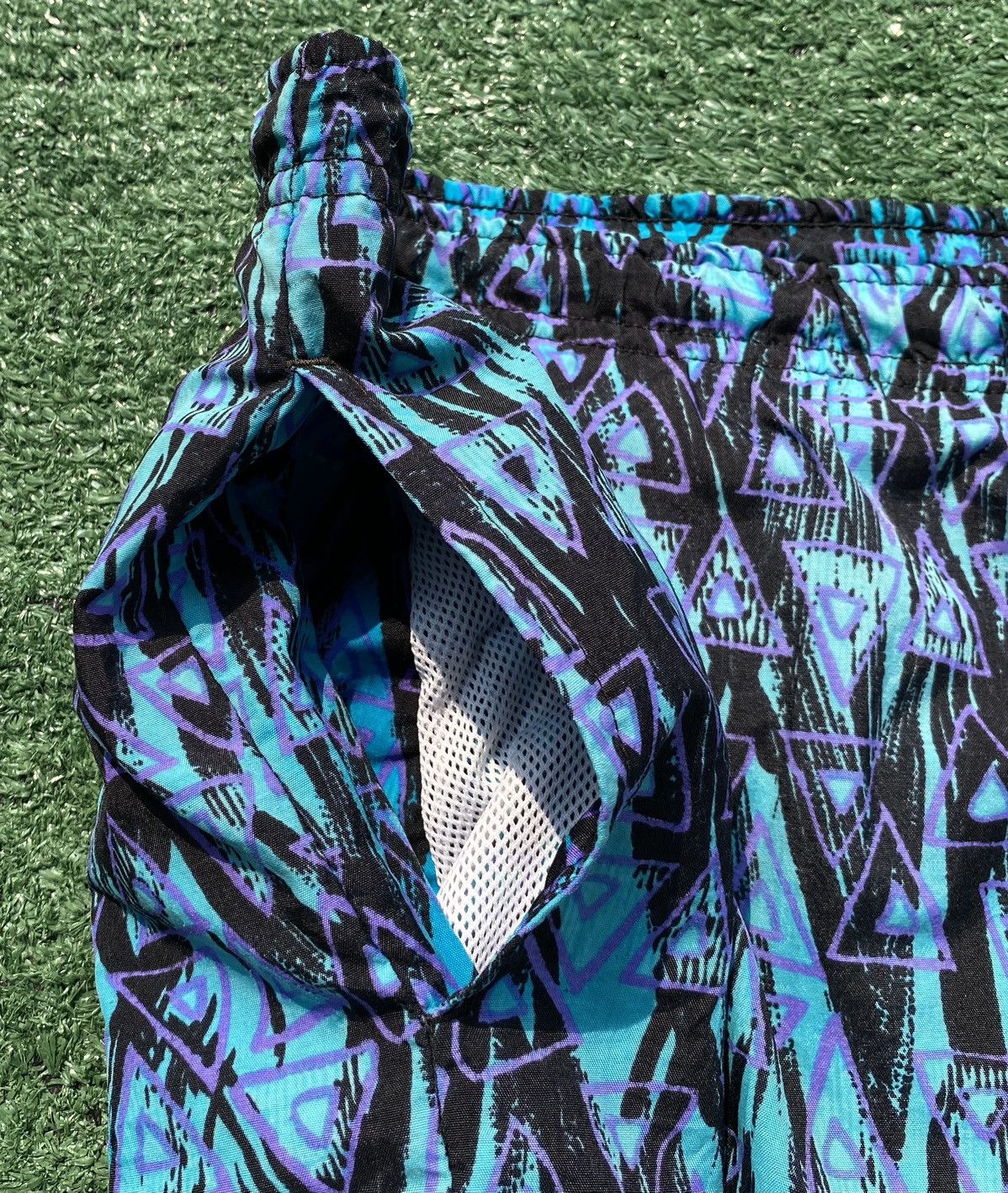 Bugle Boy VTG 90’s Navigata By Bugle Boy Patterned Lined Swim Shorts Size US 38 / EU 54 - 4 Thumbnail