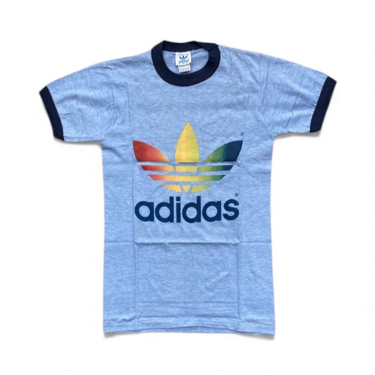 Vintage 70s Adidas Trefoil Color Blue Ring T shirt