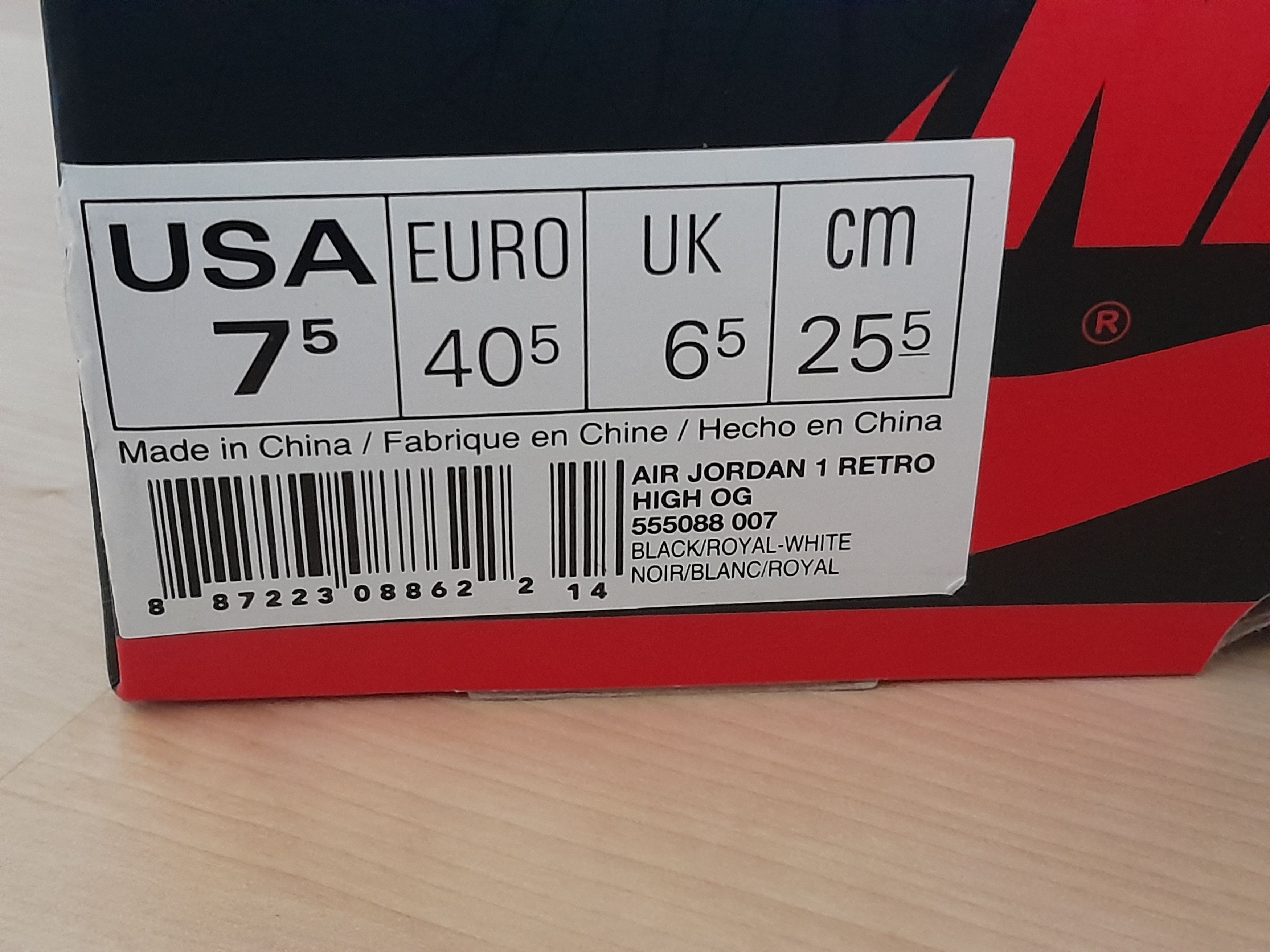 Nike Nike Air Jordan 1 Retro Royal (2017) Size US 7.5 / EU 40-41 - 10 Thumbnail