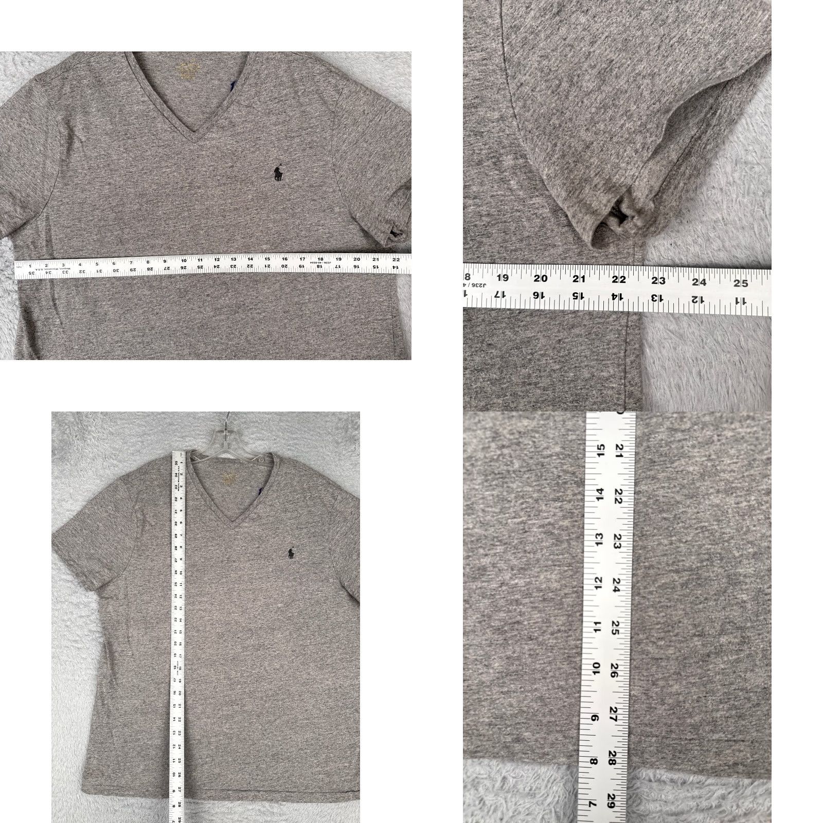 Ralph Lauren Polo Ralph Lauren Shirt Men Large Gray Short Sleeve V-Neck 100% Cotton Slim READ Size US L / EU 52-54 / 3 - 8 Thumbnail