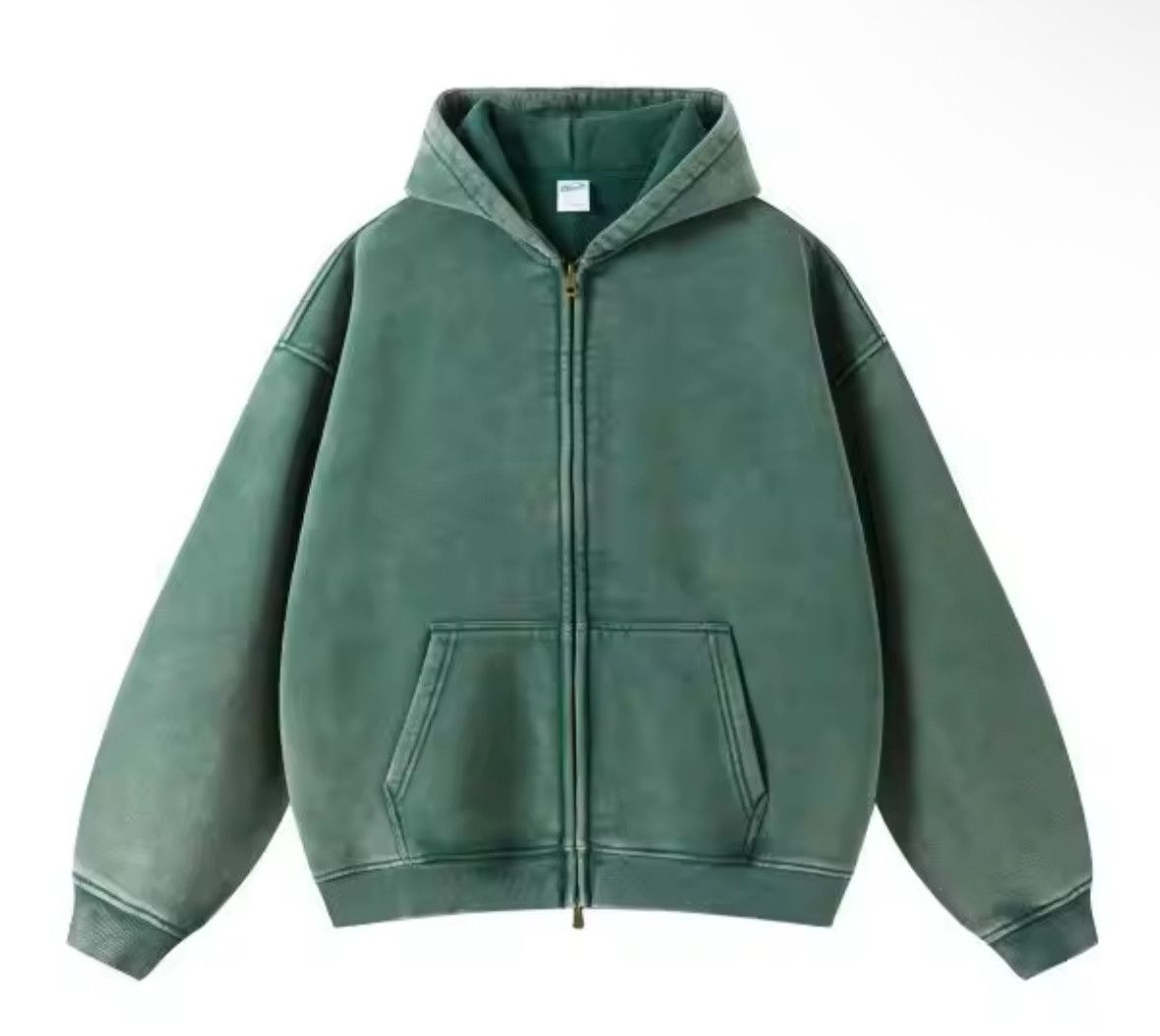 Other High Street Fashion Retro Green Zipper Acid Washed Hoodies Size US M / EU 48-50 / 2 - 2 Thumbnail
