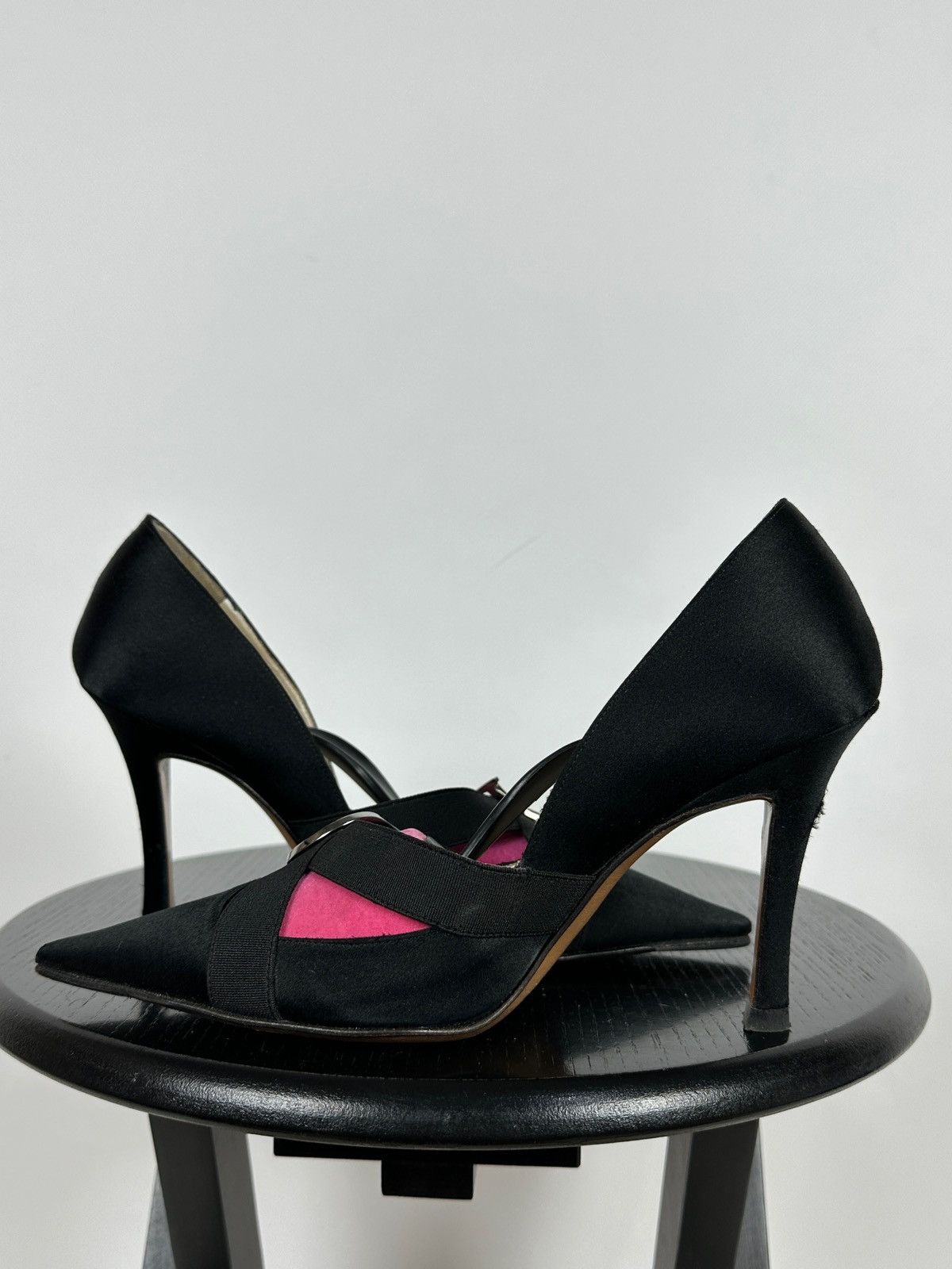 Dior Vintage Dior John Galliano Era Satin Crystal D Logo Heels Size US 8 / IT 38 - 10 Thumbnail
