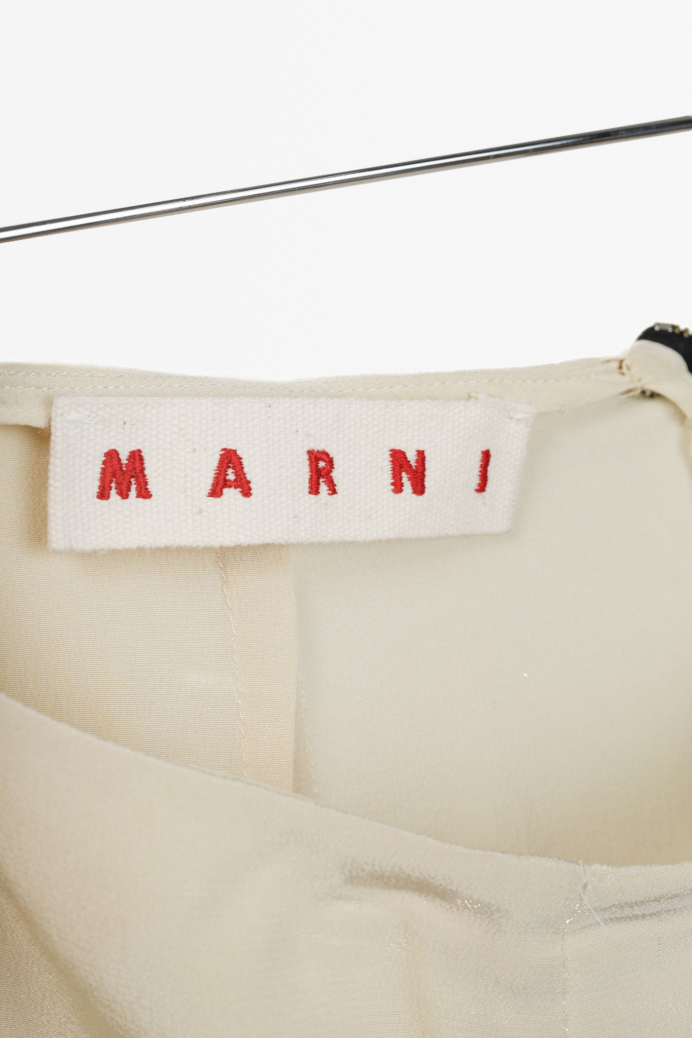 Marni Marni Cream and Red Silk Floral Print Skirt Size 31" - 4 Thumbnail