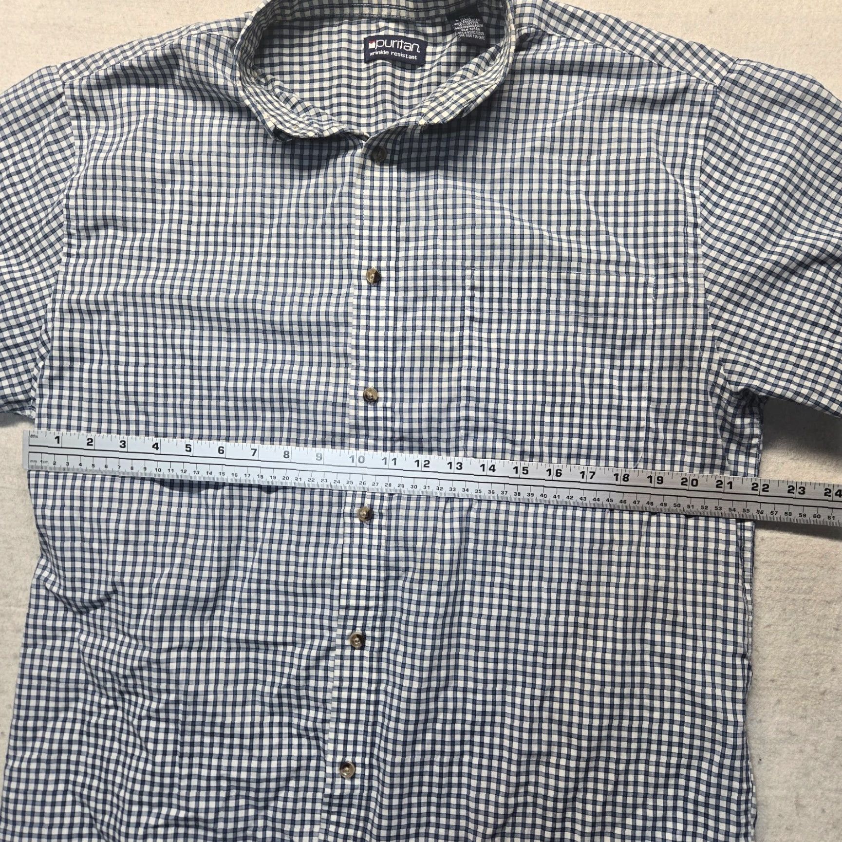 Vintage VINTAGE Puritan Blue Checkered Button-Up Shirt Adult Men's Size L Size US L / EU 52-54 / 3 - 4 Thumbnail