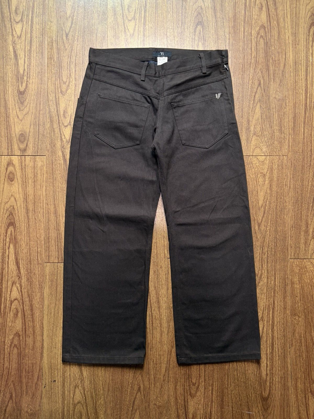 Yohji Yamamoto FREE TAX! 90s Asymmetrical Sideways Wide Leg Denim Pants Size US 31 - 1 Thumbnail